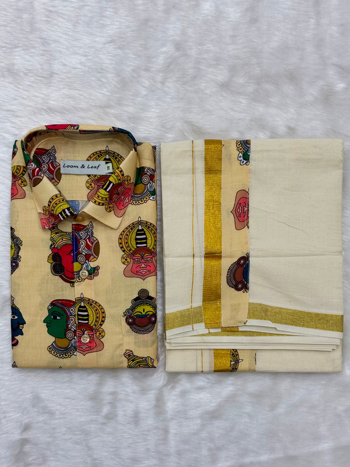 PREMIUM CULTURAL PRINTED SHIRT & MUNDU COMBO - SANDAL