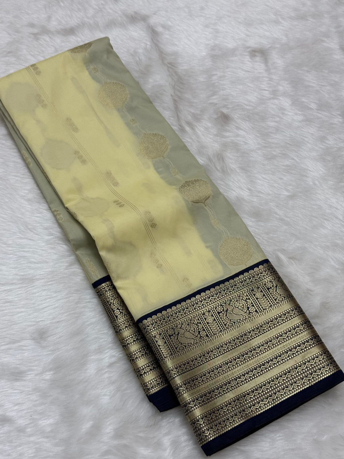 PREMIUM SEMI KANCHI SILK SAREE - CREAM