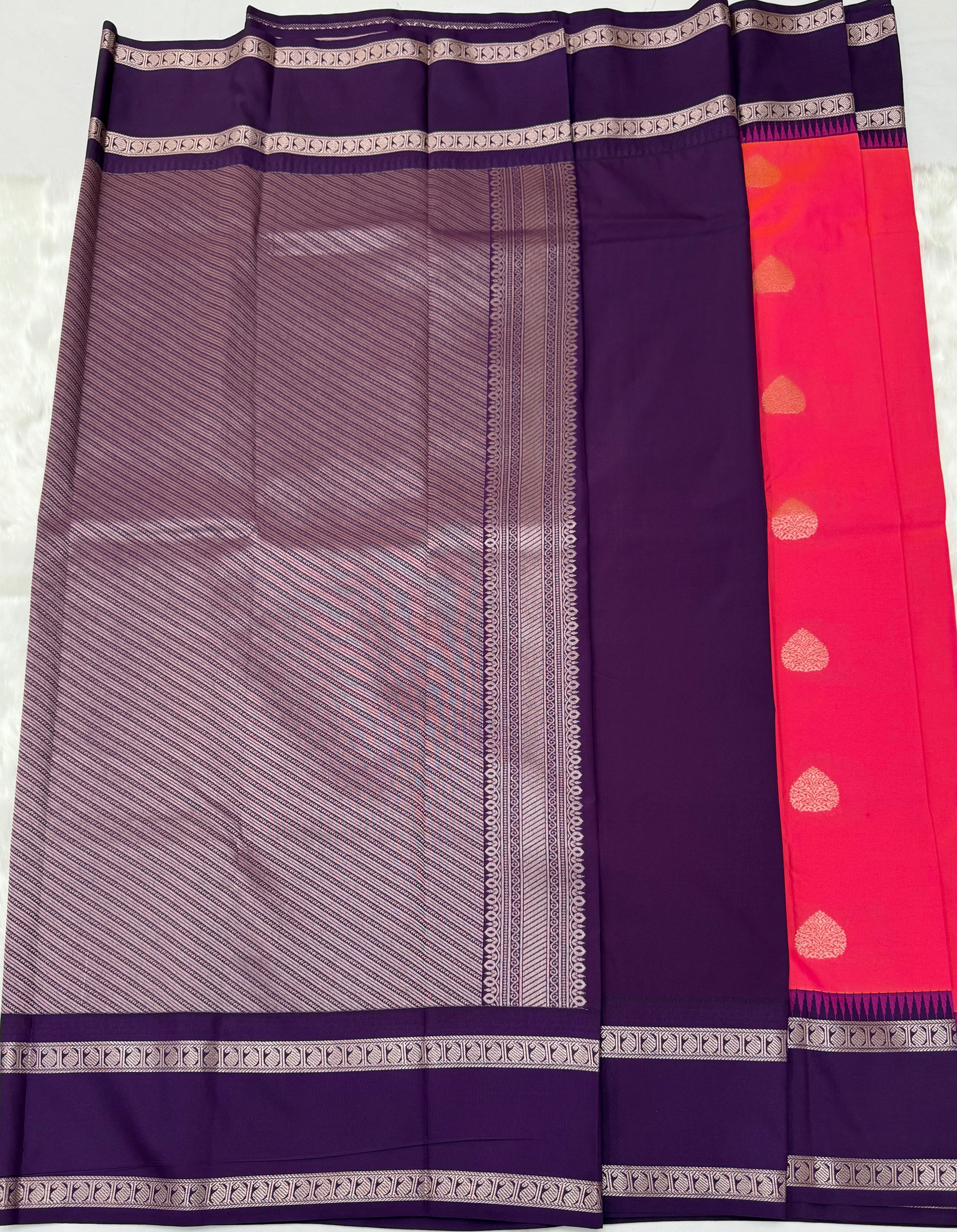 PREMIUM SEMI KANCHI SILK SAREE - FRENCH ROSE