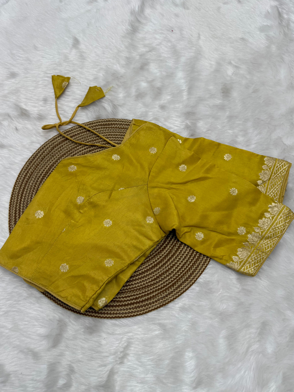 DESIGNER BUTTA WORK READYMADE BLOUSE - ANTIQUE GOLD