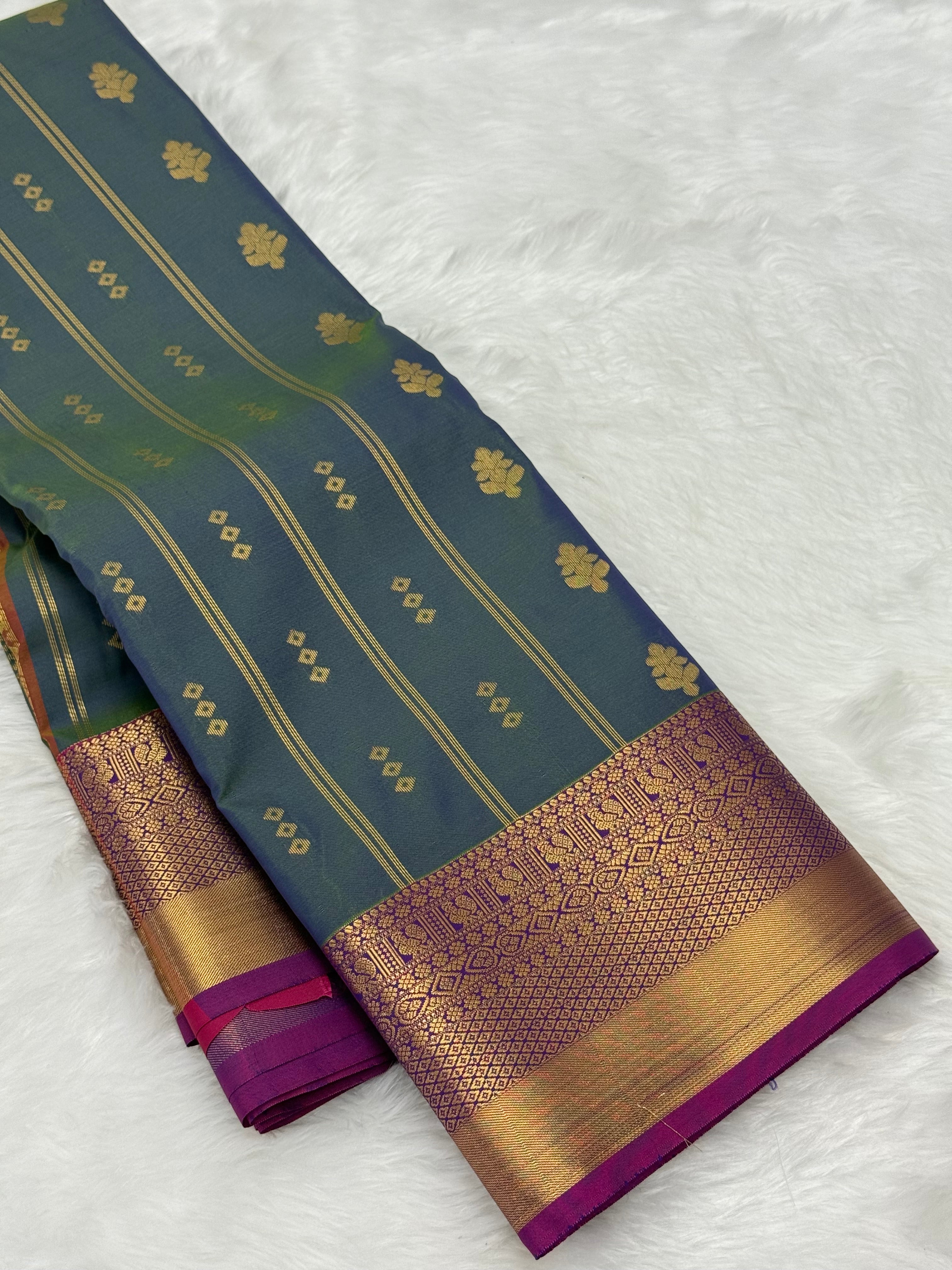 KARUNYA'S SPECIAL SOFT SILK SAREE - BLUISH GREY