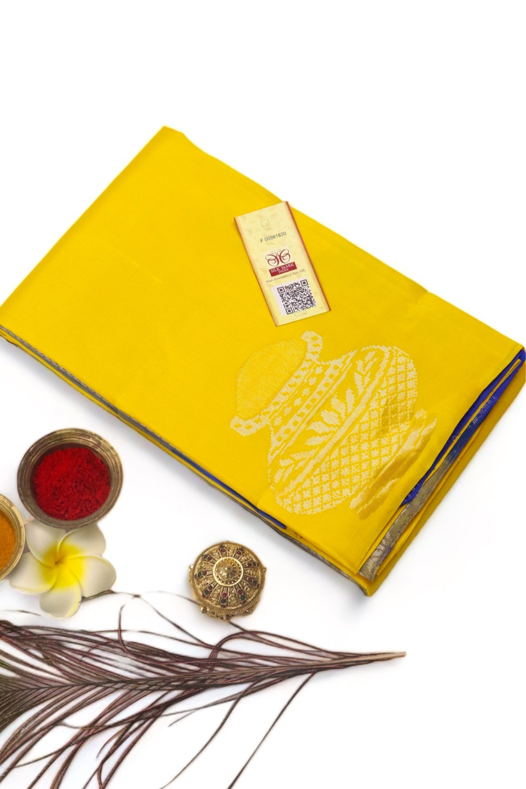 BUMBLEBEE YELLOW KANCHIPURAM PURE SOFT SILK SAREE | SILKMARK® CERTIFIED