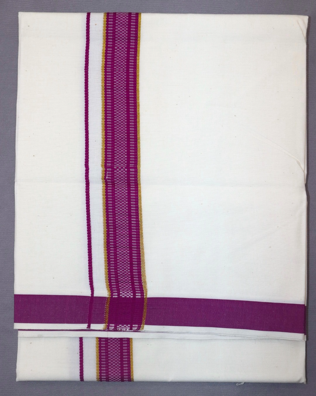 MEN'S SINGLE DHOTI CREAM WITH FANCY BORDER