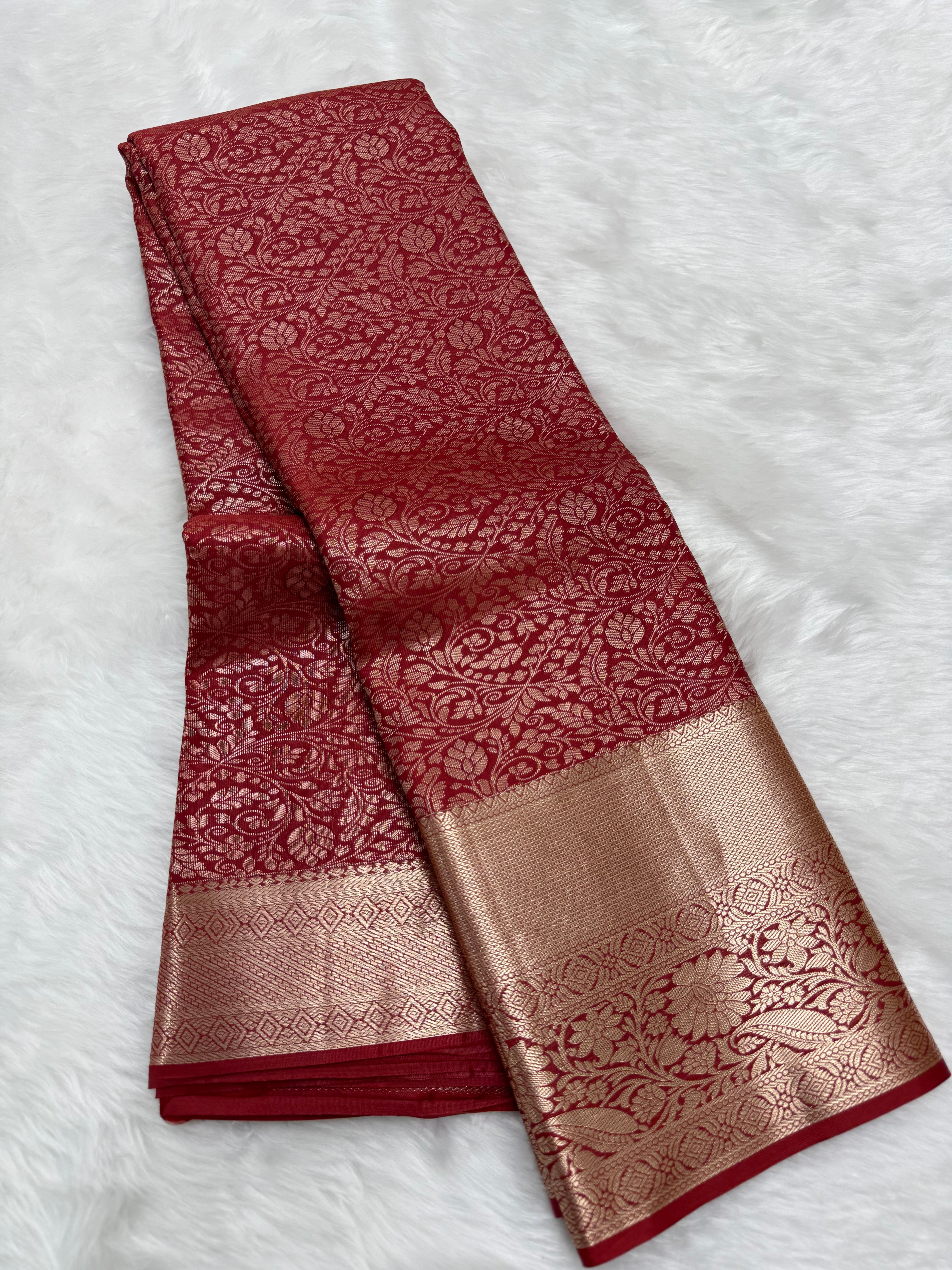 PREMIUM SEMI KANCHI SILK SAREE - ROYAL MAROON