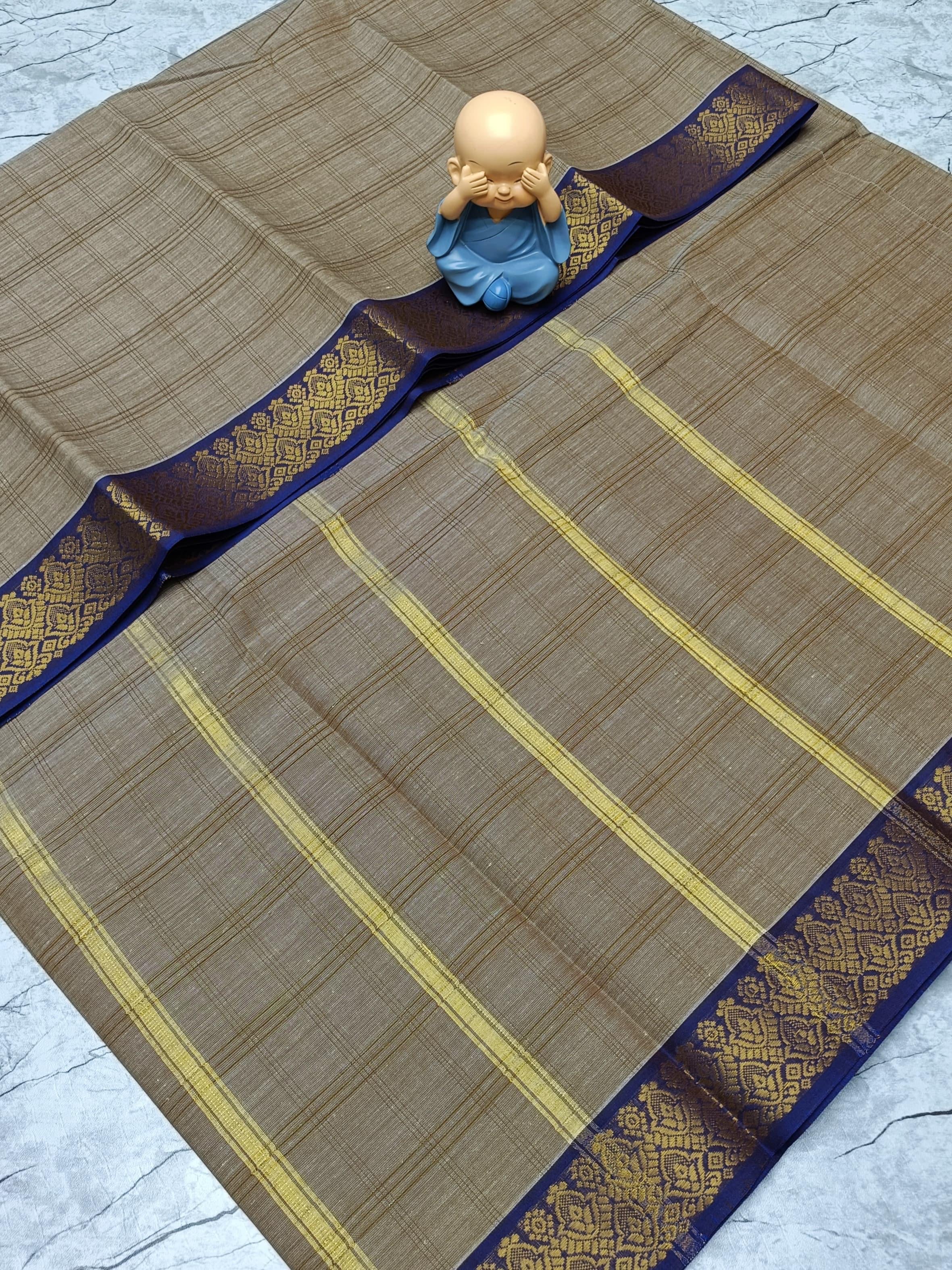 CHETTINAD COTTON SAREE - BROWN