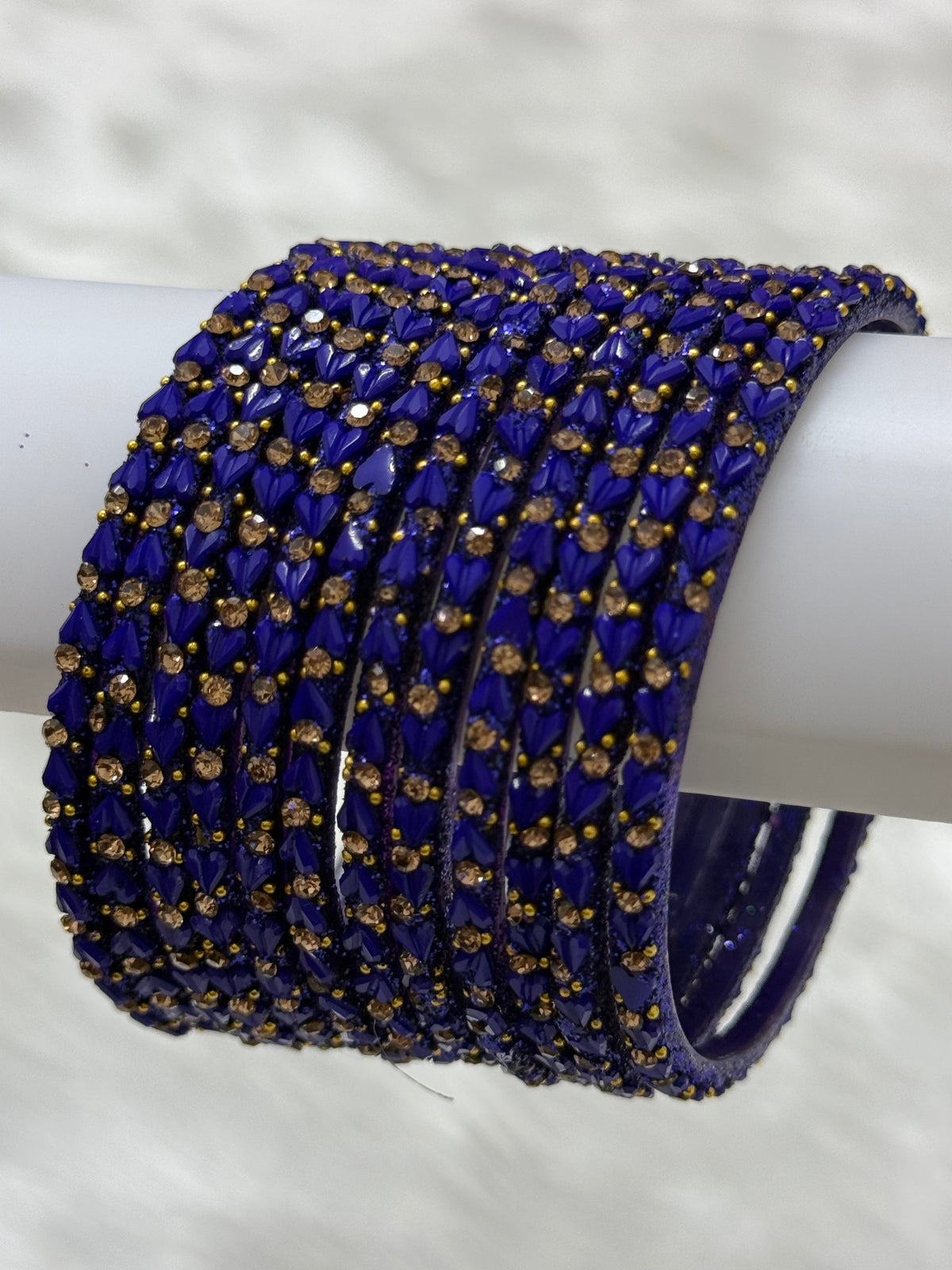 DESIGNER STONE STUDDED GLASS BANGLES PACK OF 12