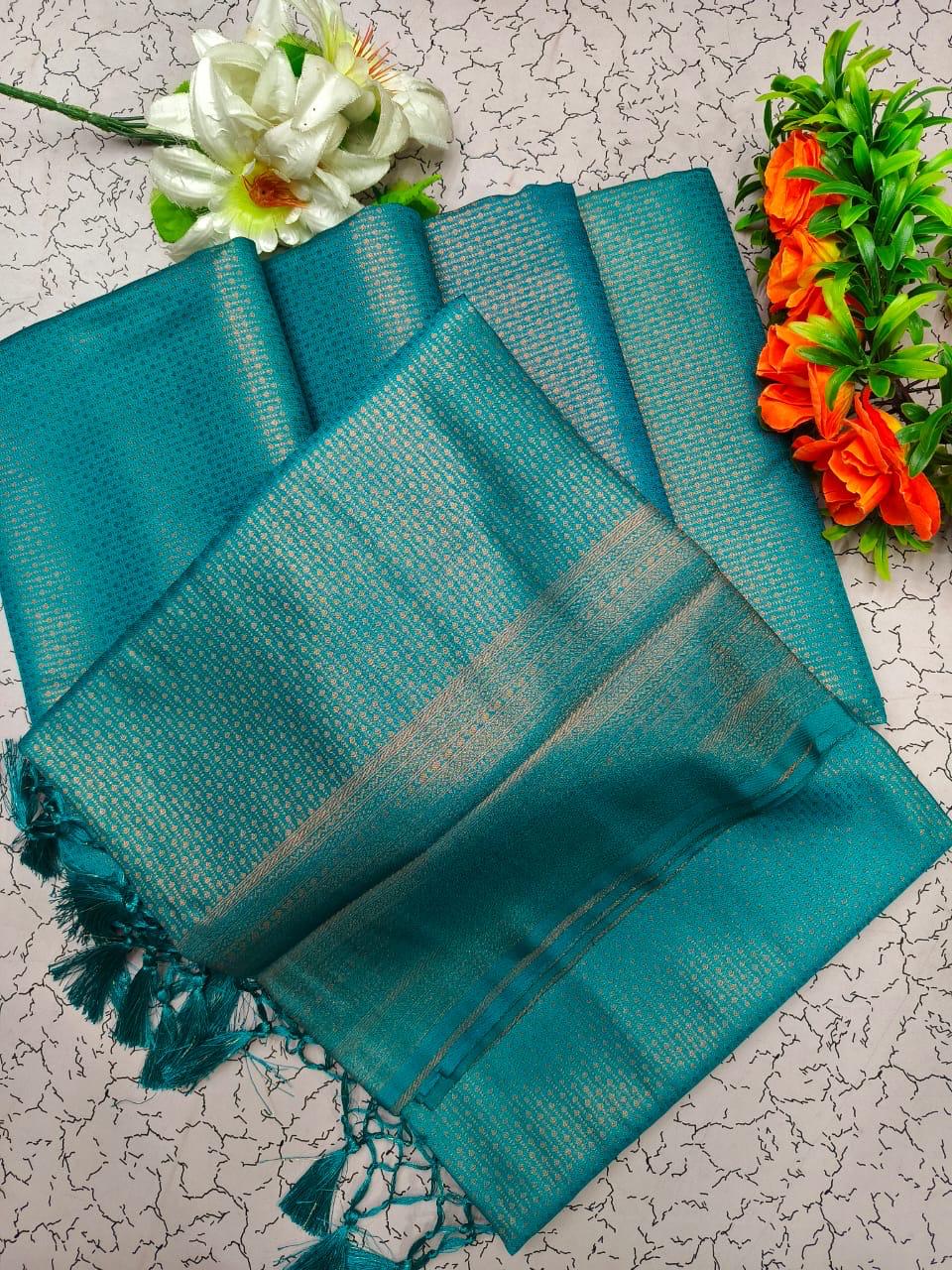 PREMIUM KUBERA PATTU SILK SAREE - TEAL GREEN