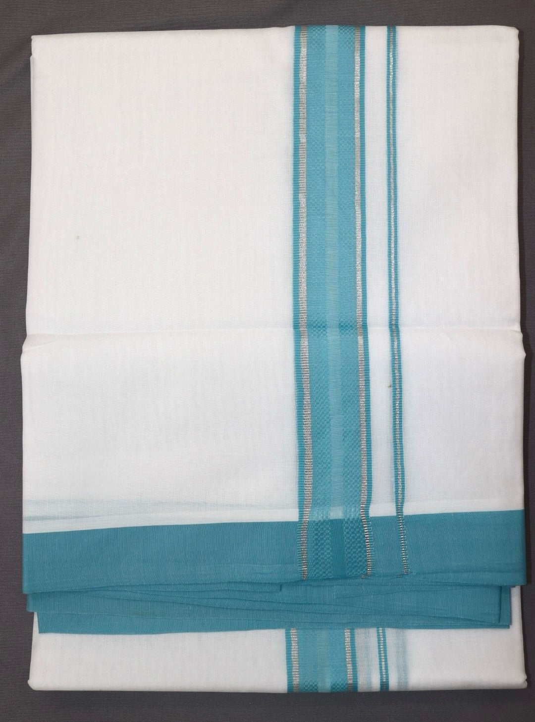 MEN'S DOUBLE DHOTI WHITE WITH FANCY BORDER