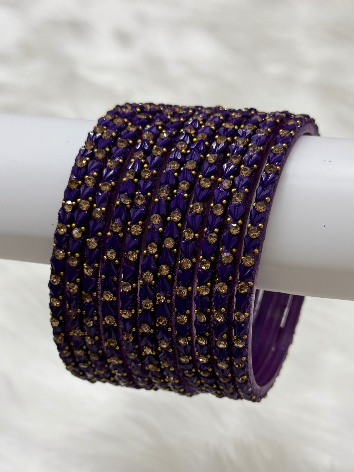 DESIGNER STONE STUDDED GLASS BANGLES PACK OF 12