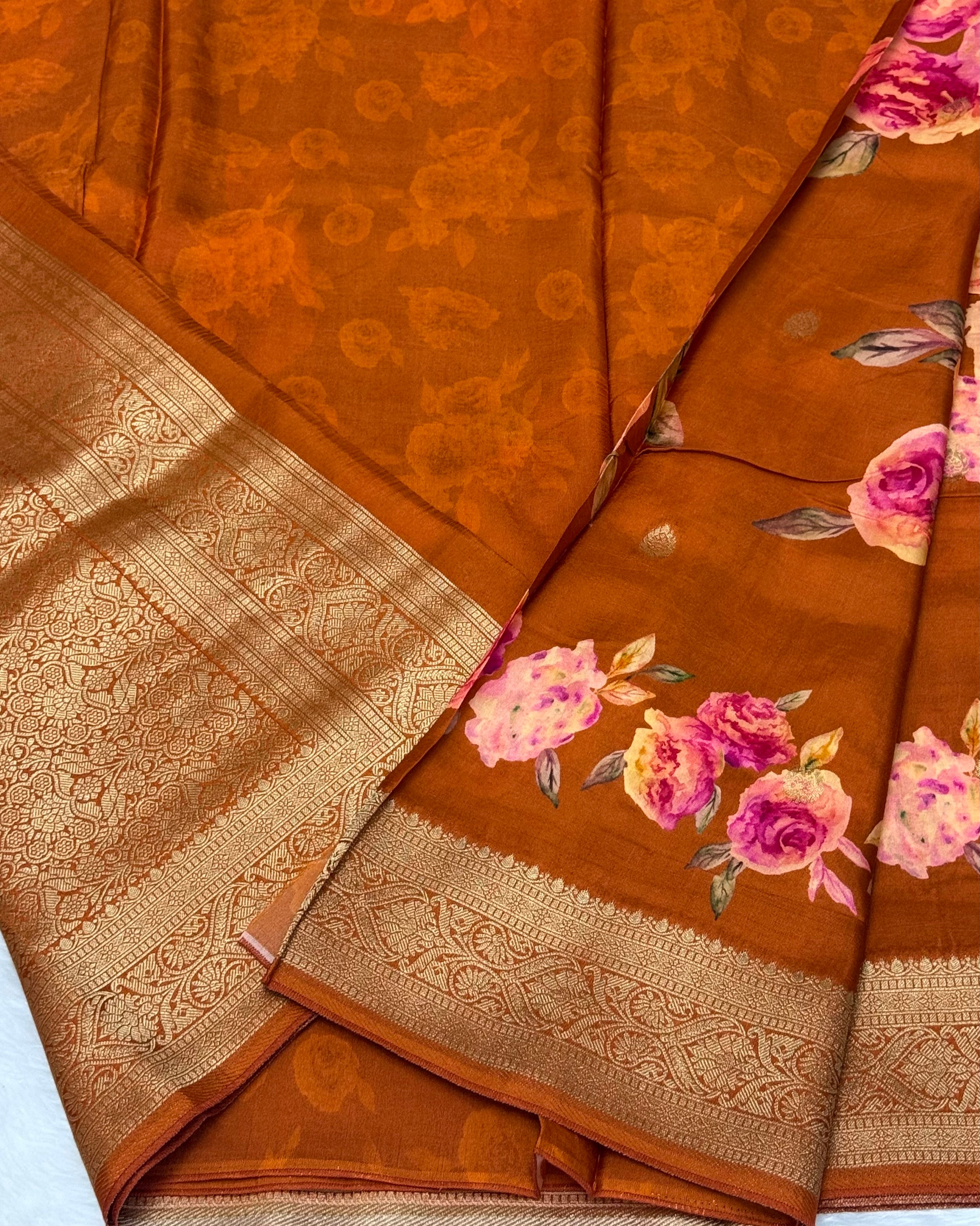 PREMIUM FLORAL PRINTED MASAKALI SAREE - MULTICOLOUR