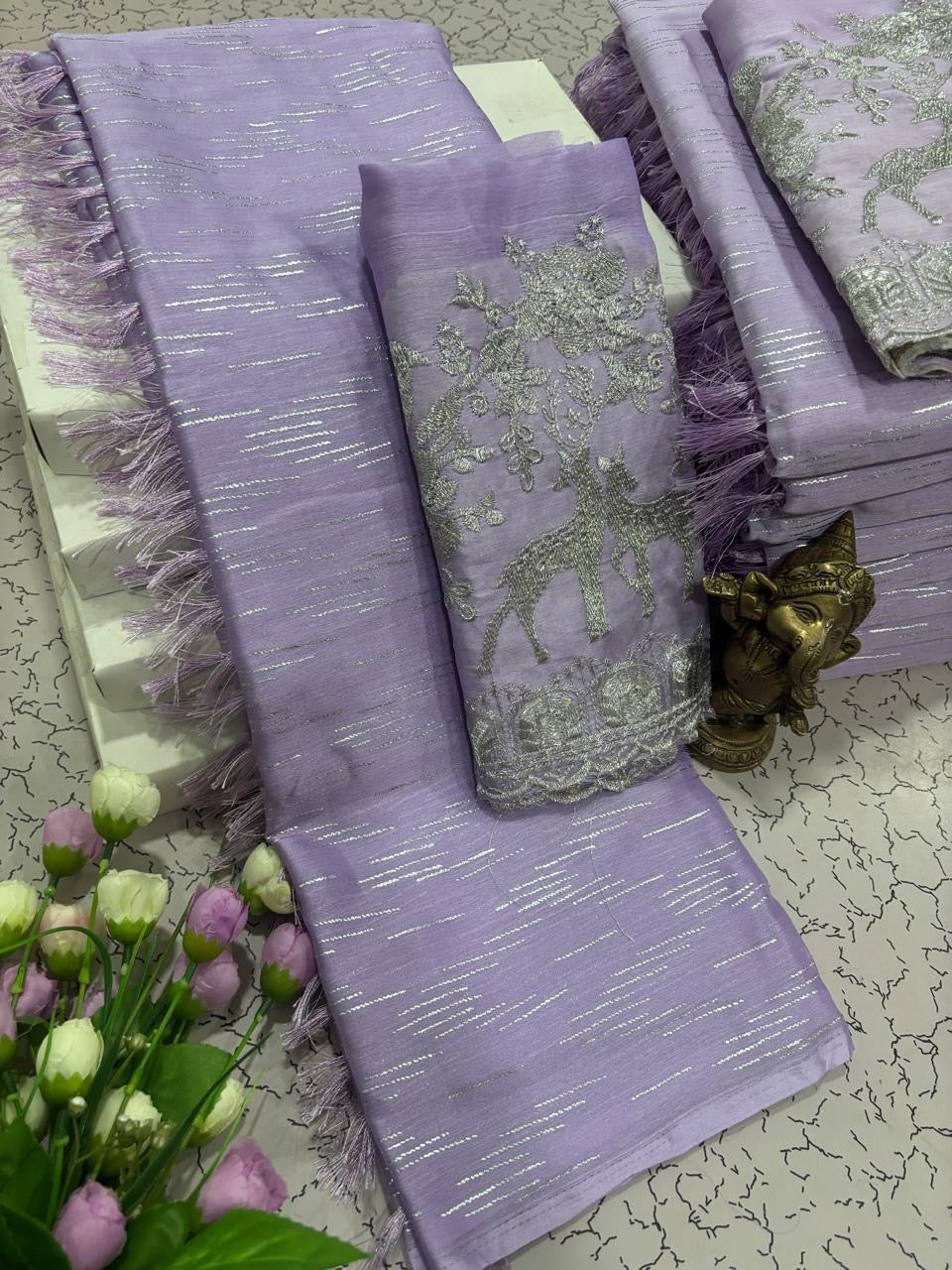 GEORGETTE FANCY SAREES - LAVENDER