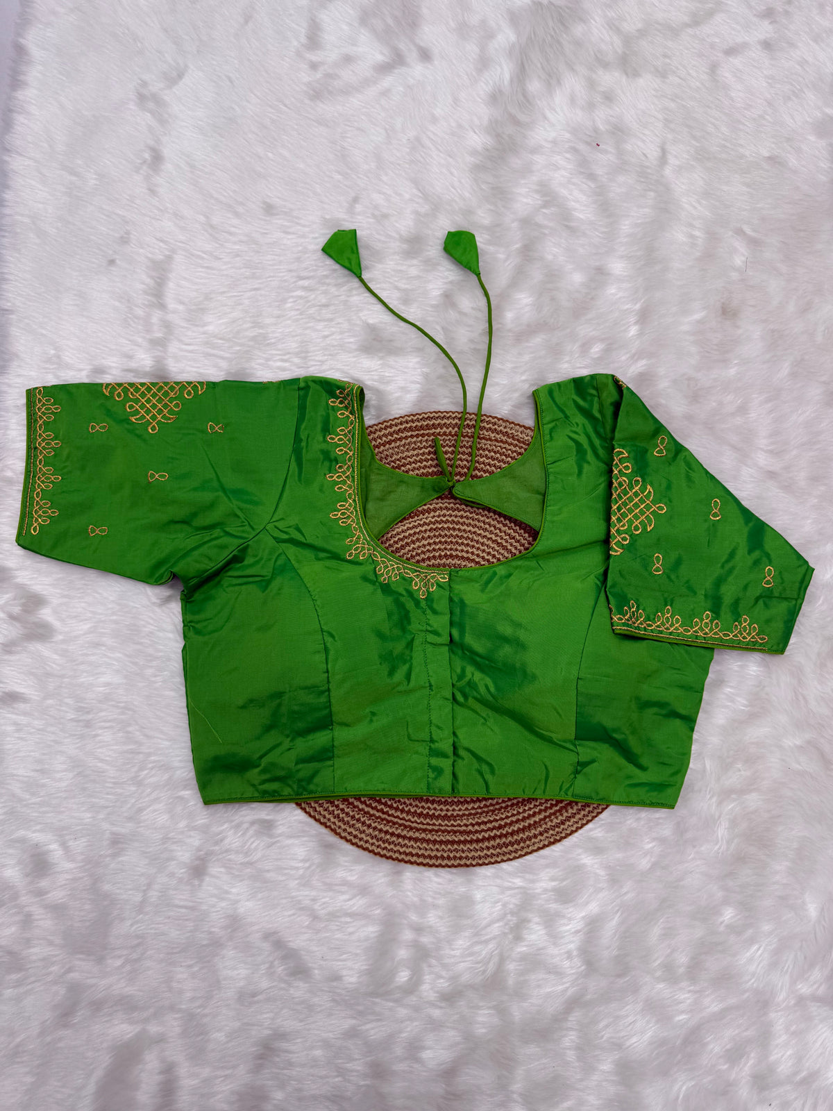 BRIDAL AARI WORK READY TO WEAR SAREE BLOUSE - KELLY GREEN