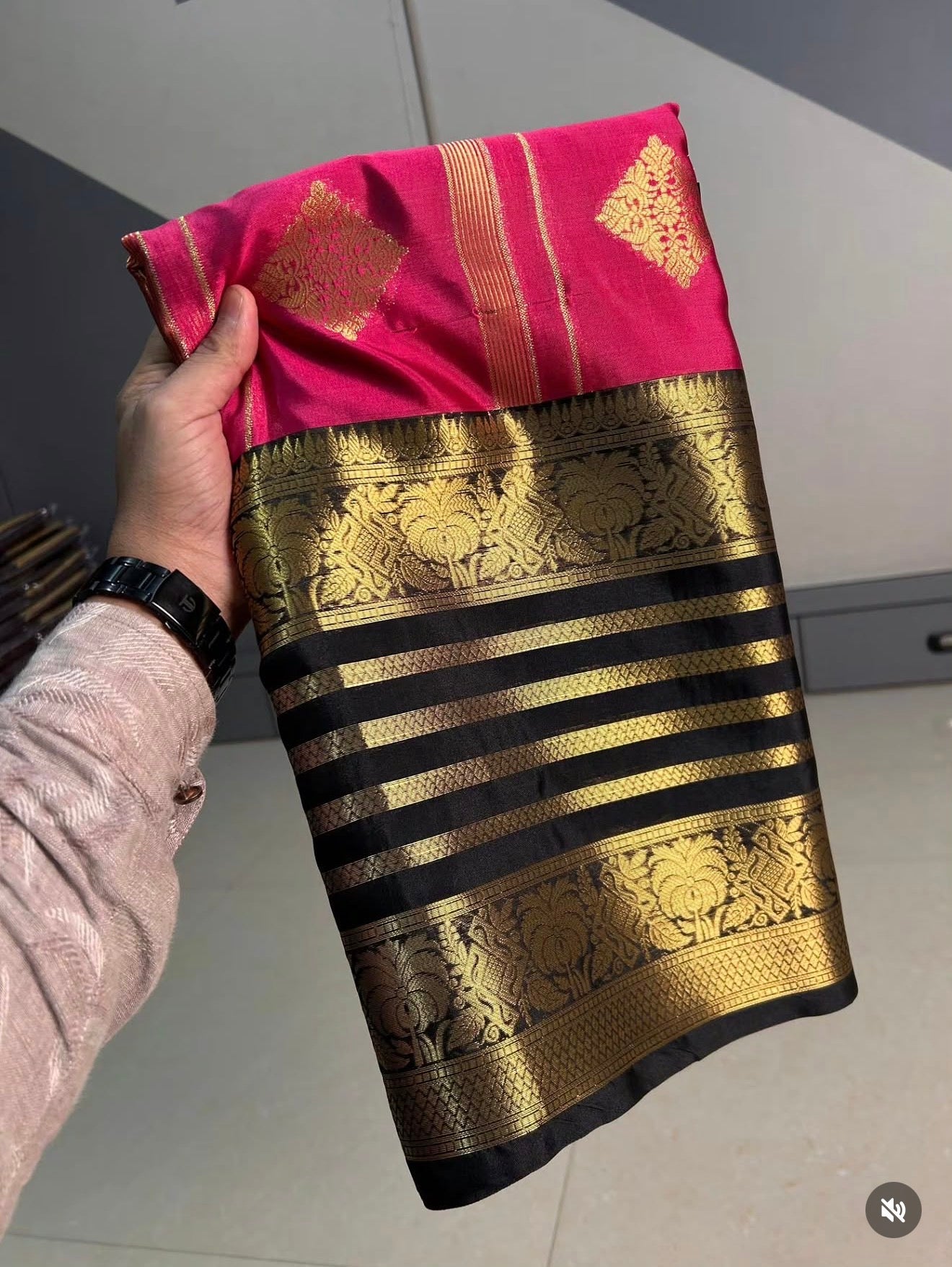 PREMIUM BANARASI KATAAN SILK SAREE - FUCHSIA PINK