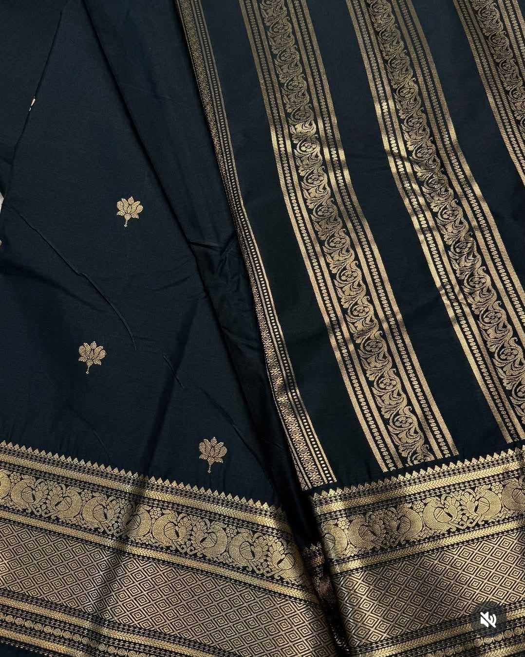 PREMIUM SEMI KANCHI SILK SAREE - BLACK