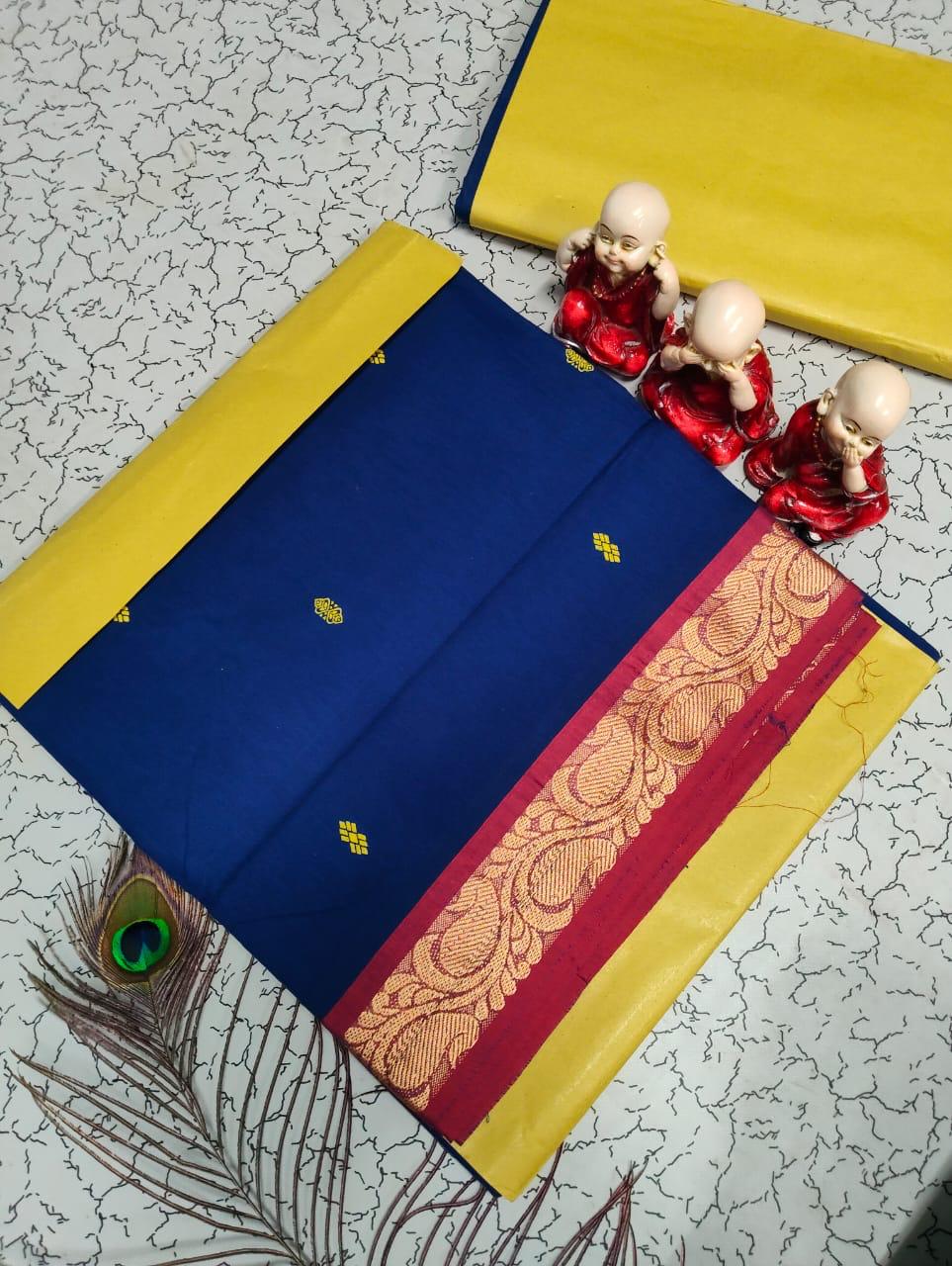 CHETTINADU COTTON SAREES - BLUE
