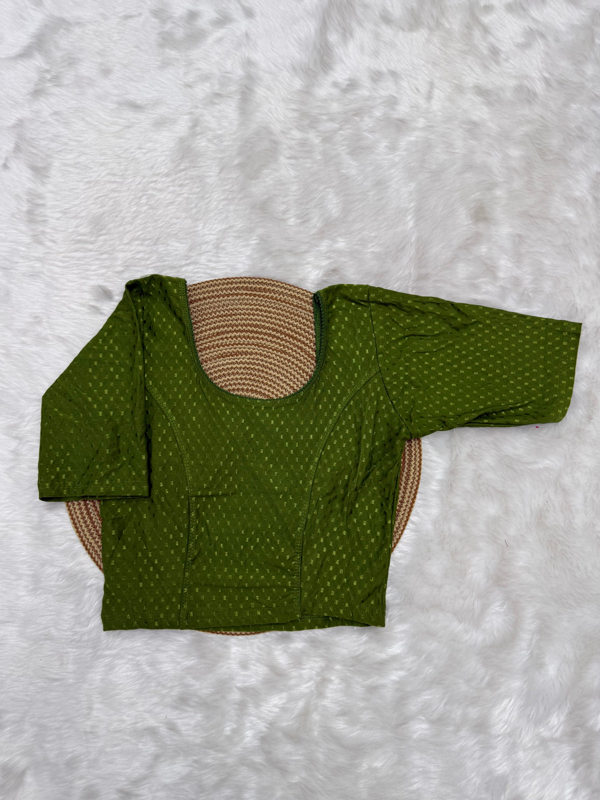 DESIGNER STRETCHABLE BLOUSE - OLIVE GREEN