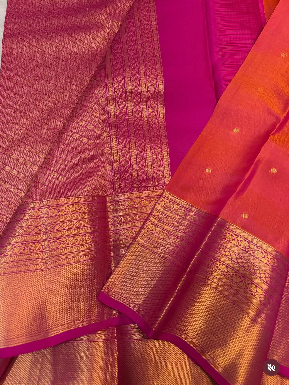 KANCHIPURAM PURE SILK SAREE | SILKMARK® CERTIFIED - ORANGE & PINK