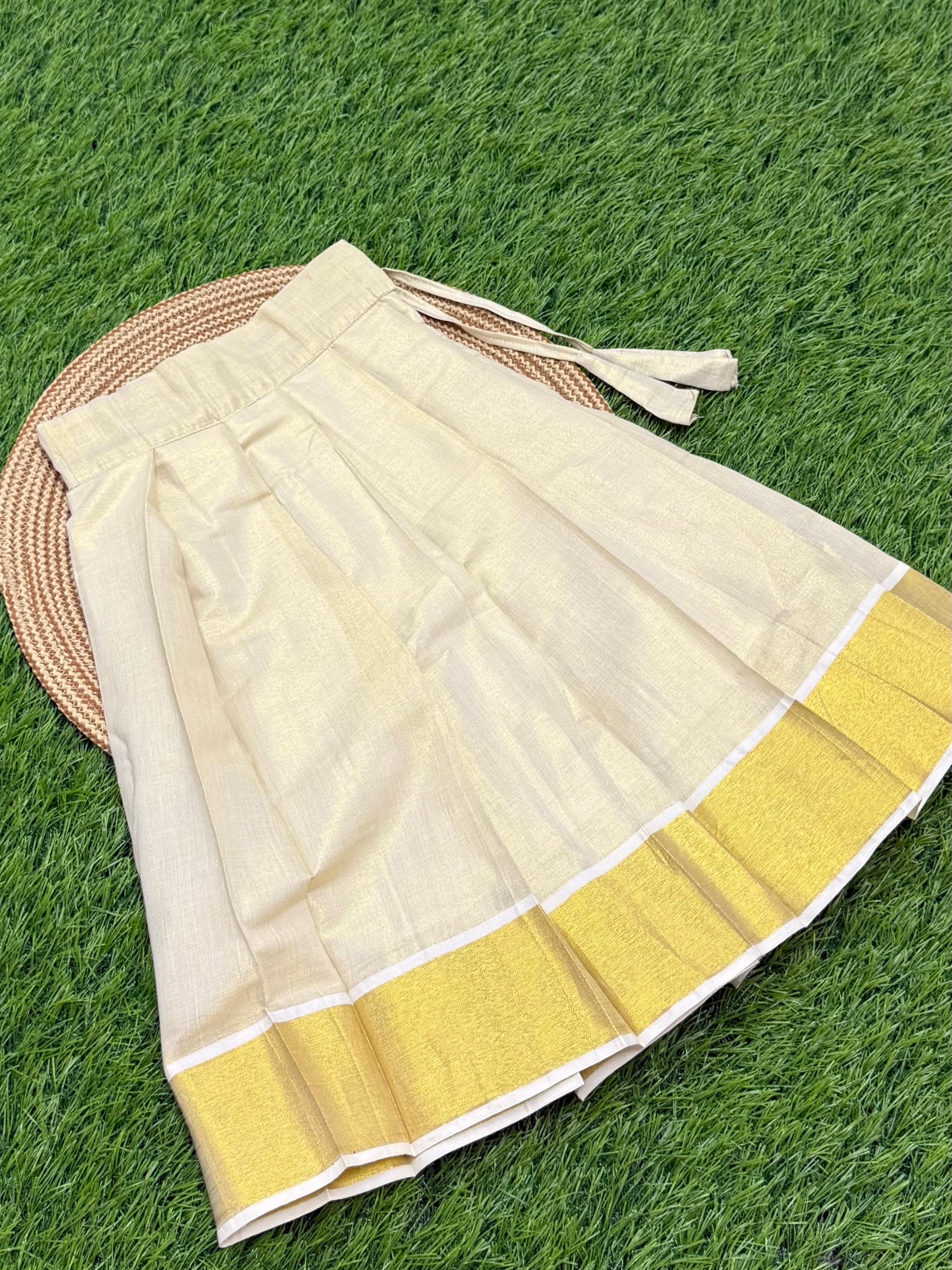 KIDS GIRL'S PATTU PAVADAI - ORANGISH GOLD