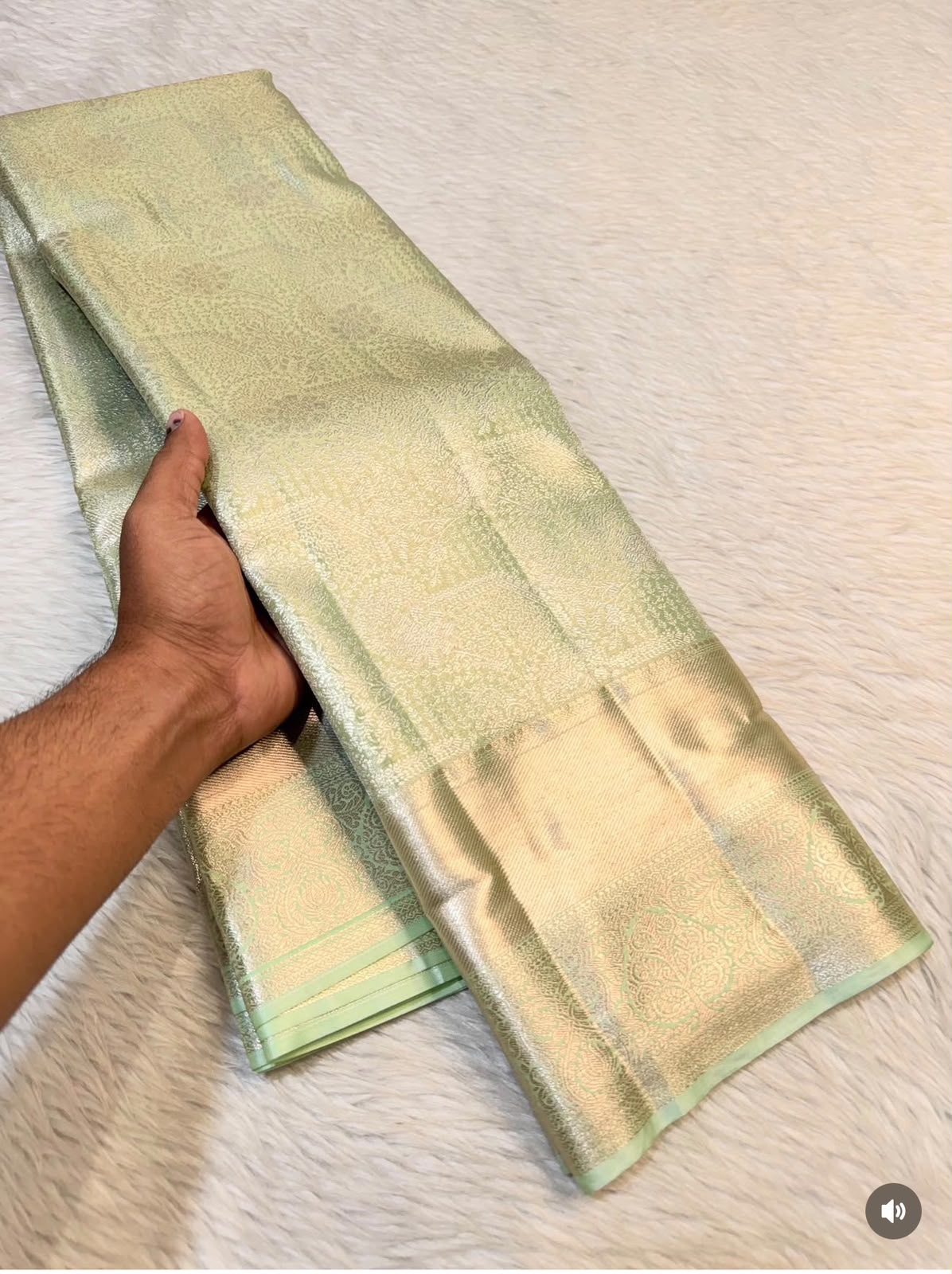 PREMIUM SEMI KANCHI TISSUE SILK SAREE - PASTEL GREEN