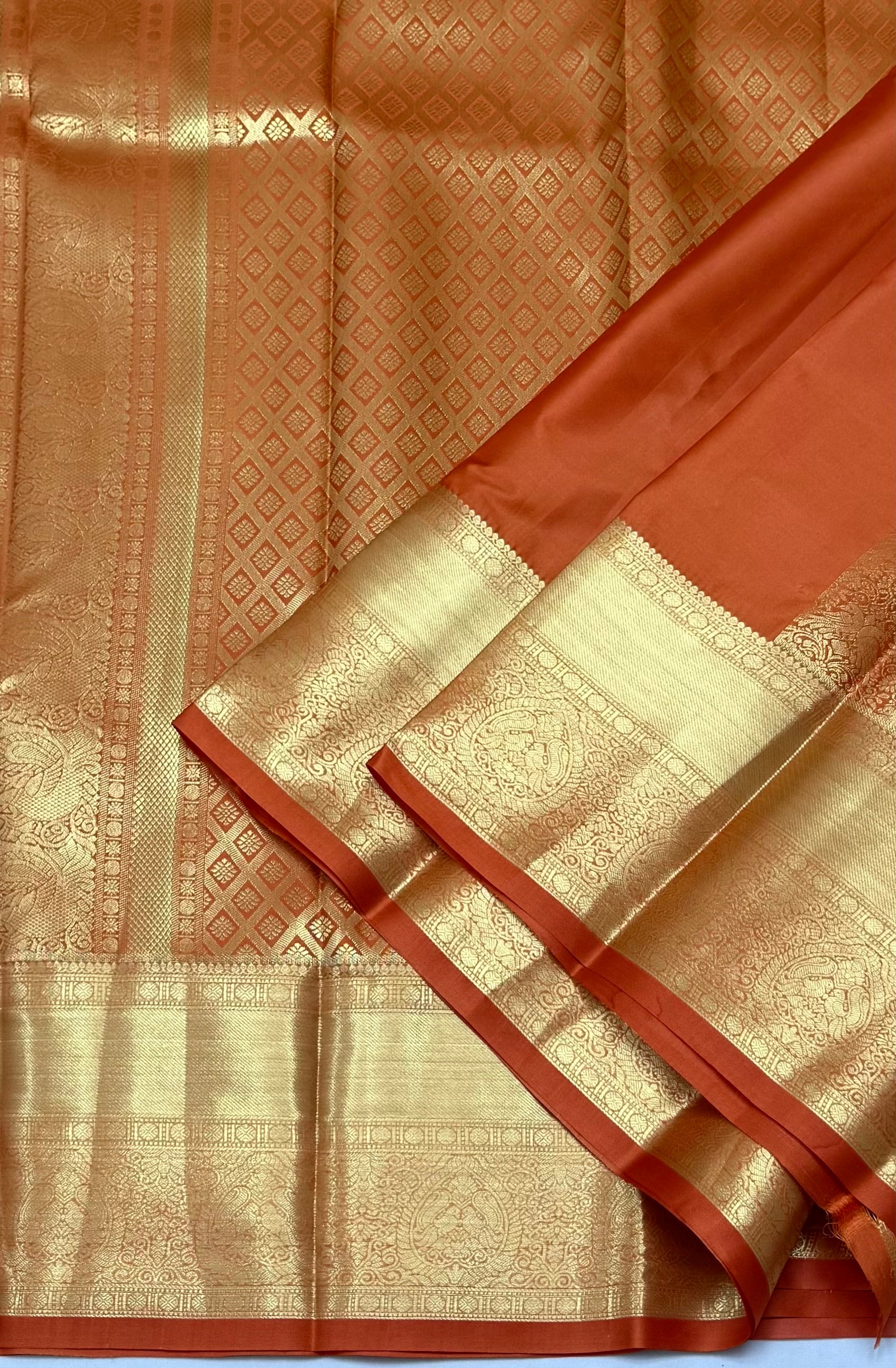 PREMIUM KANCHI BROCADE SILK SAREE - ORANGE