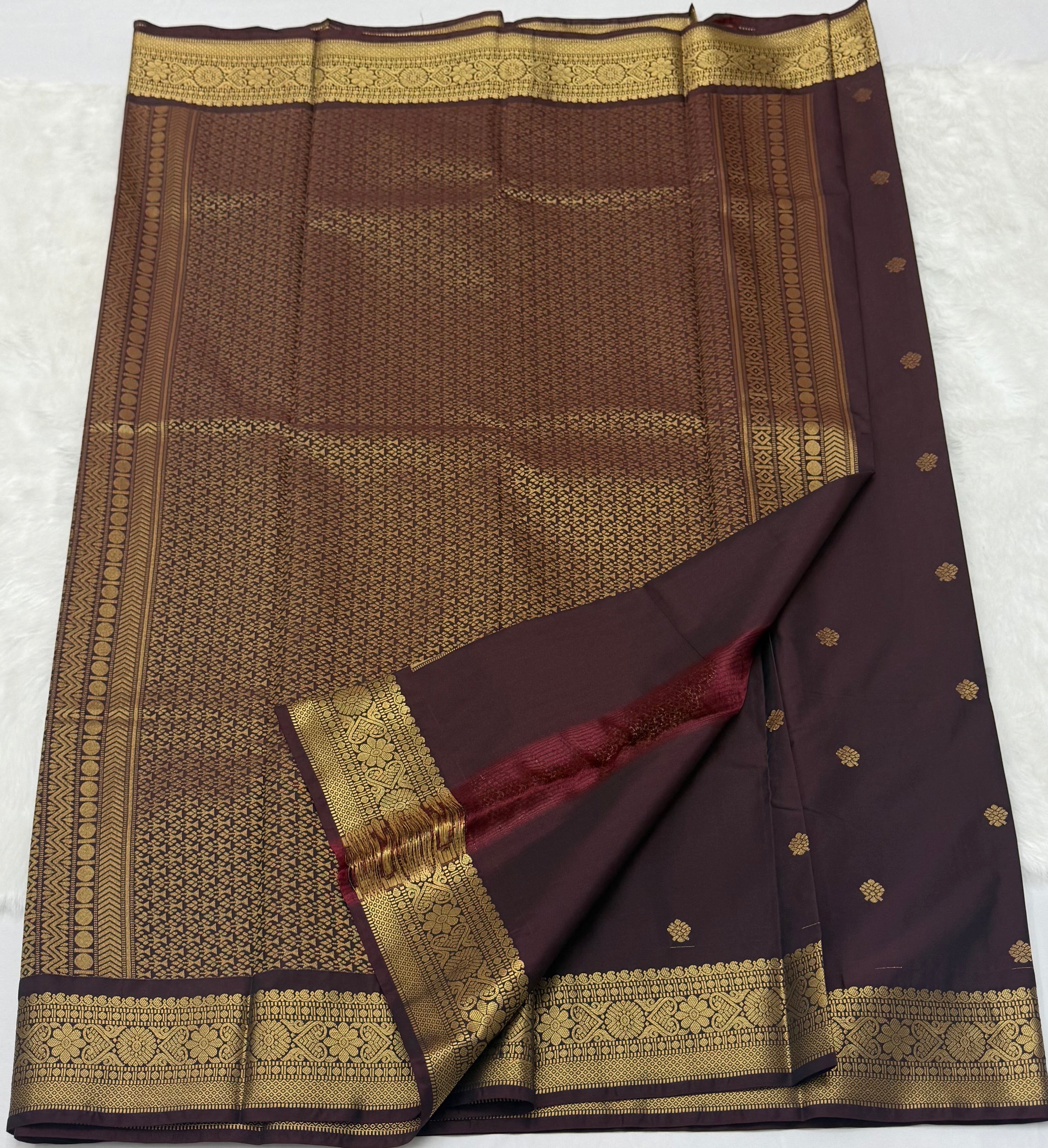 PREMIUM SEMI KANCHI SILK SAREE - BROWN