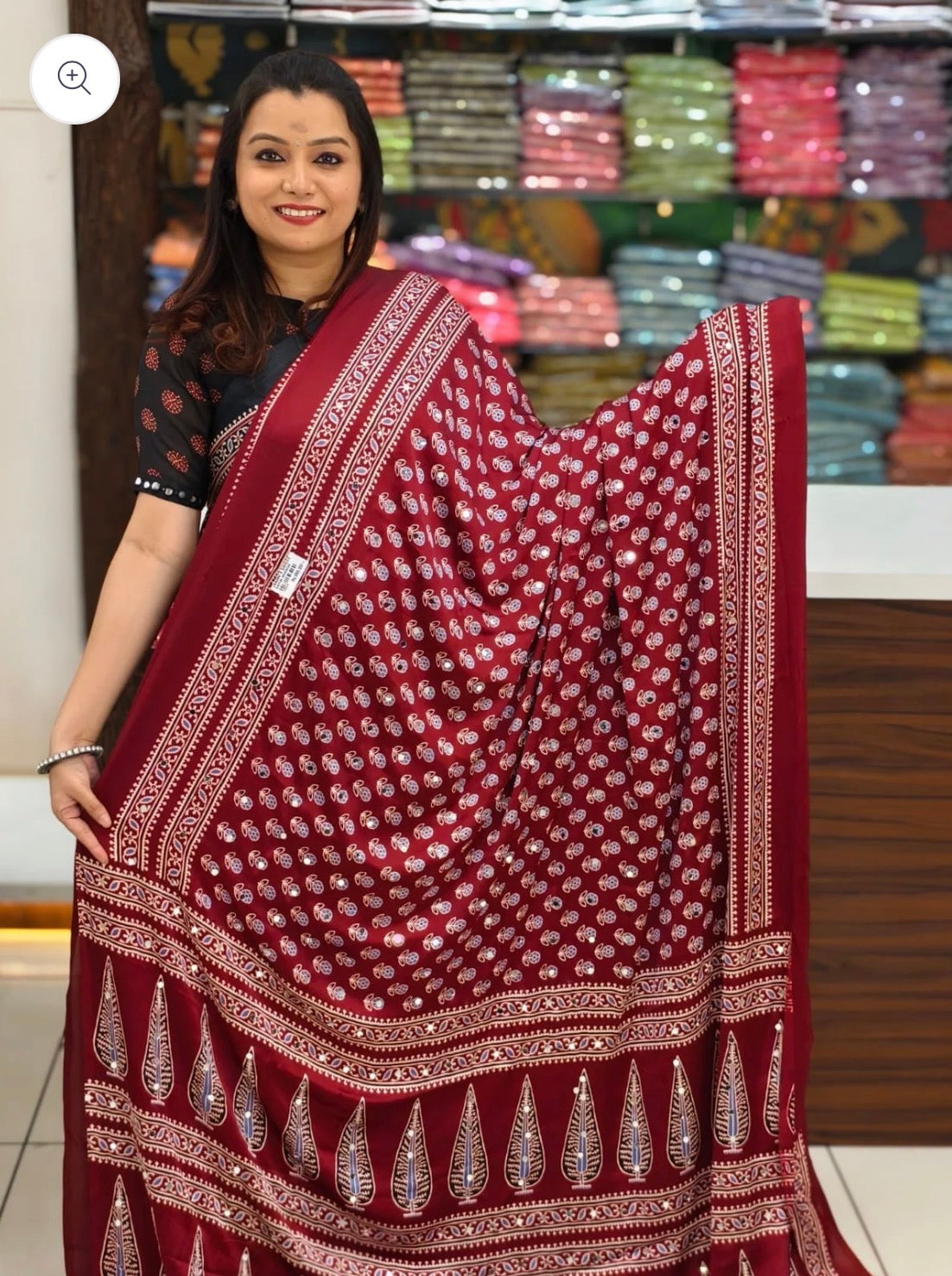 SEMI MODAL SILK SAREE WITH MIRROR WORK - DUSTY MAROON