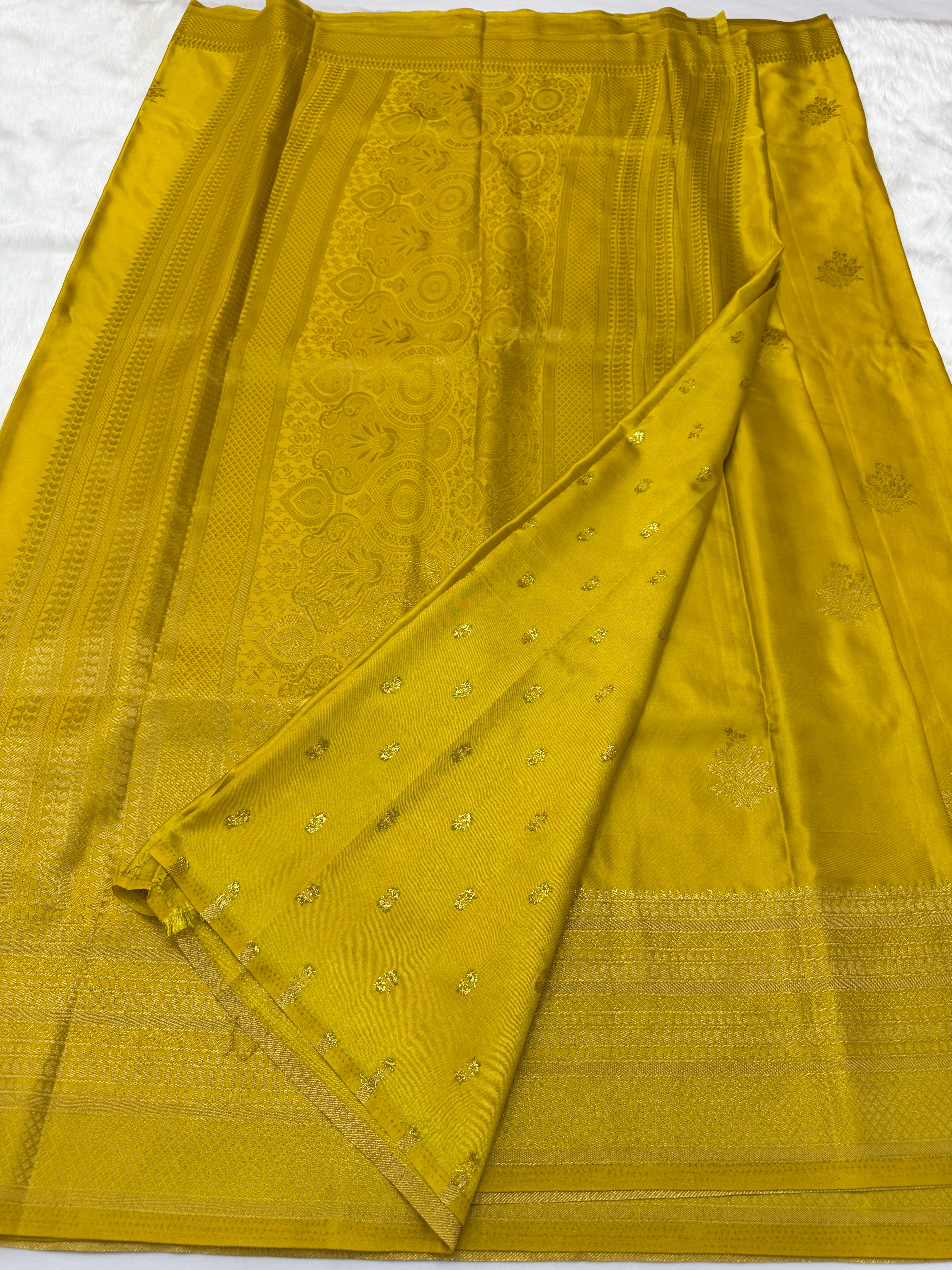 BEAUTIFUL PREMIUM SATIN SAREE - YELLOW