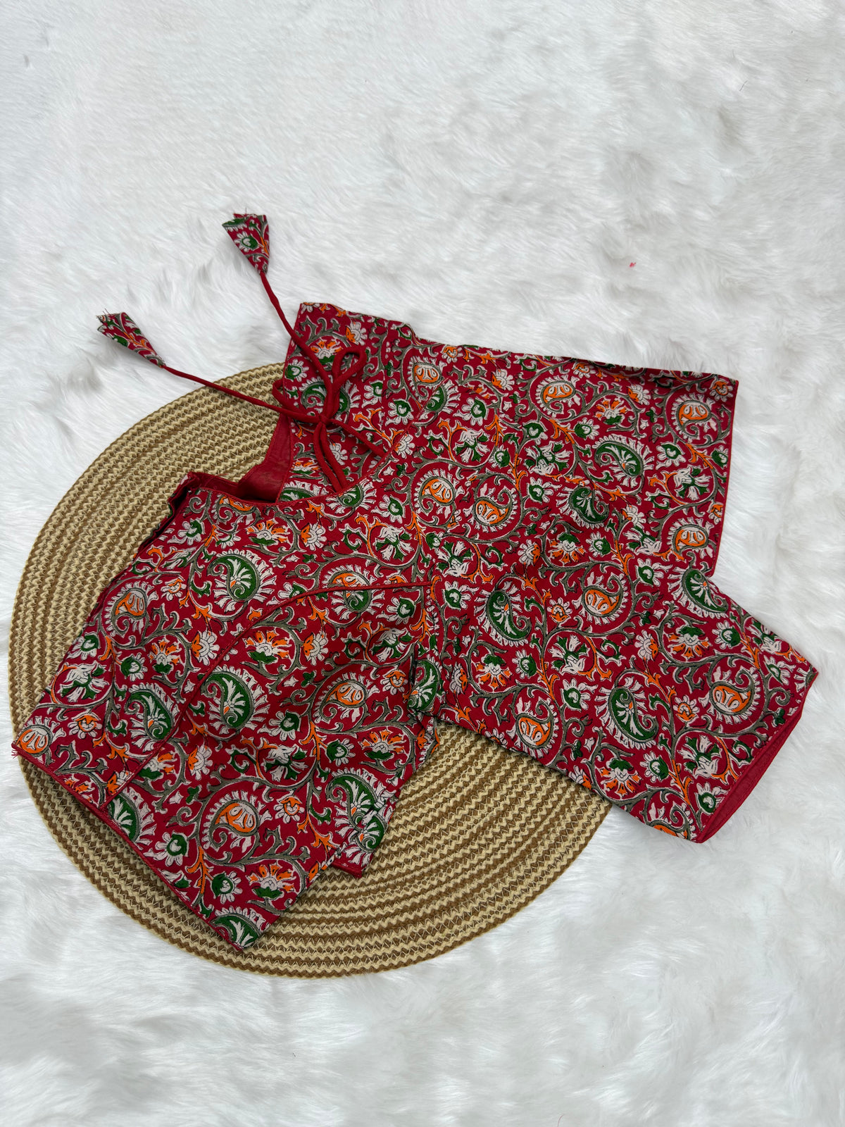 KALAMKARI PRINTED READYMADE BLOUSE - RED