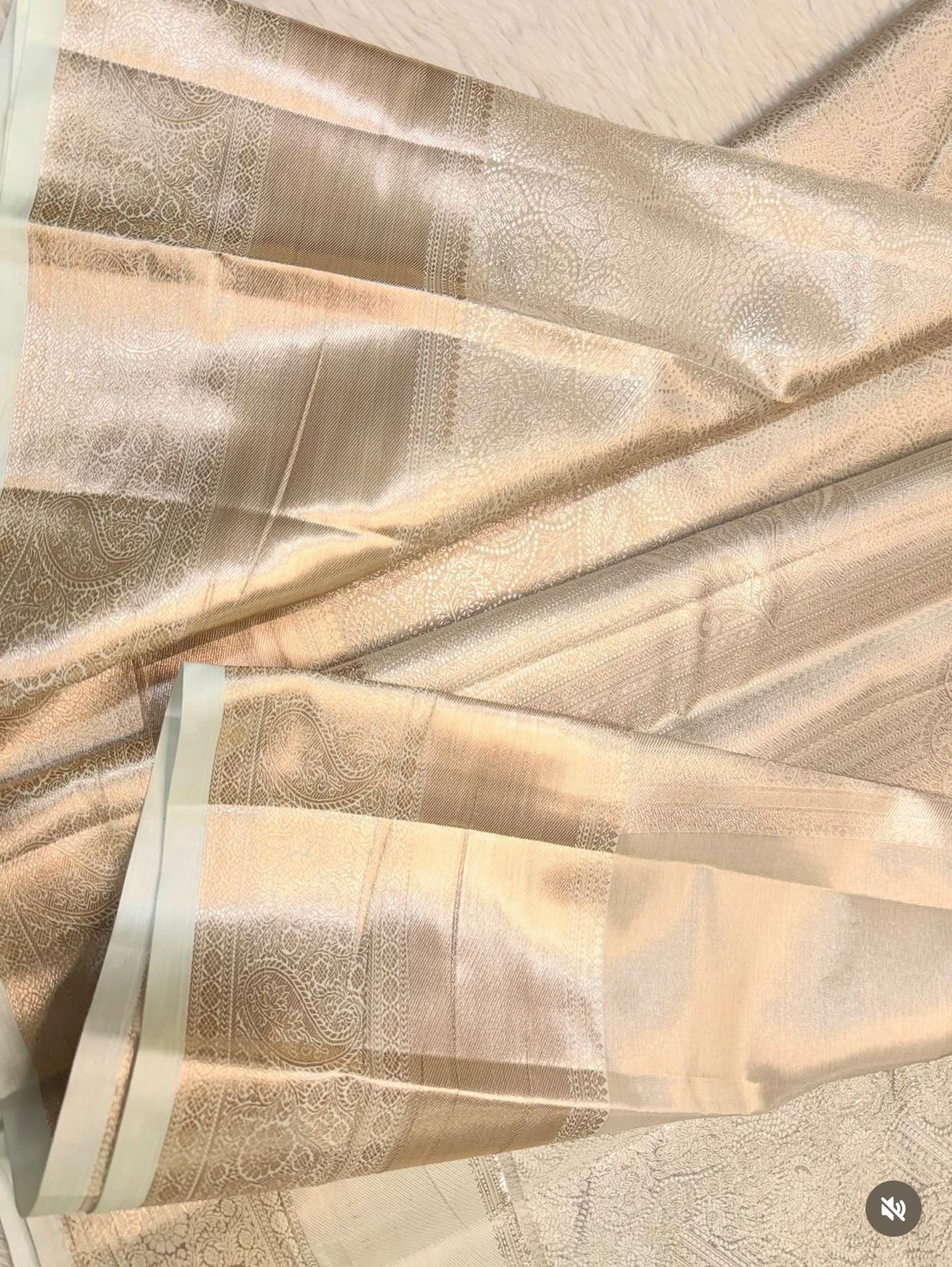 PREMIUM SEMI KANCHI TISSUE SILK SAREE - CREAM