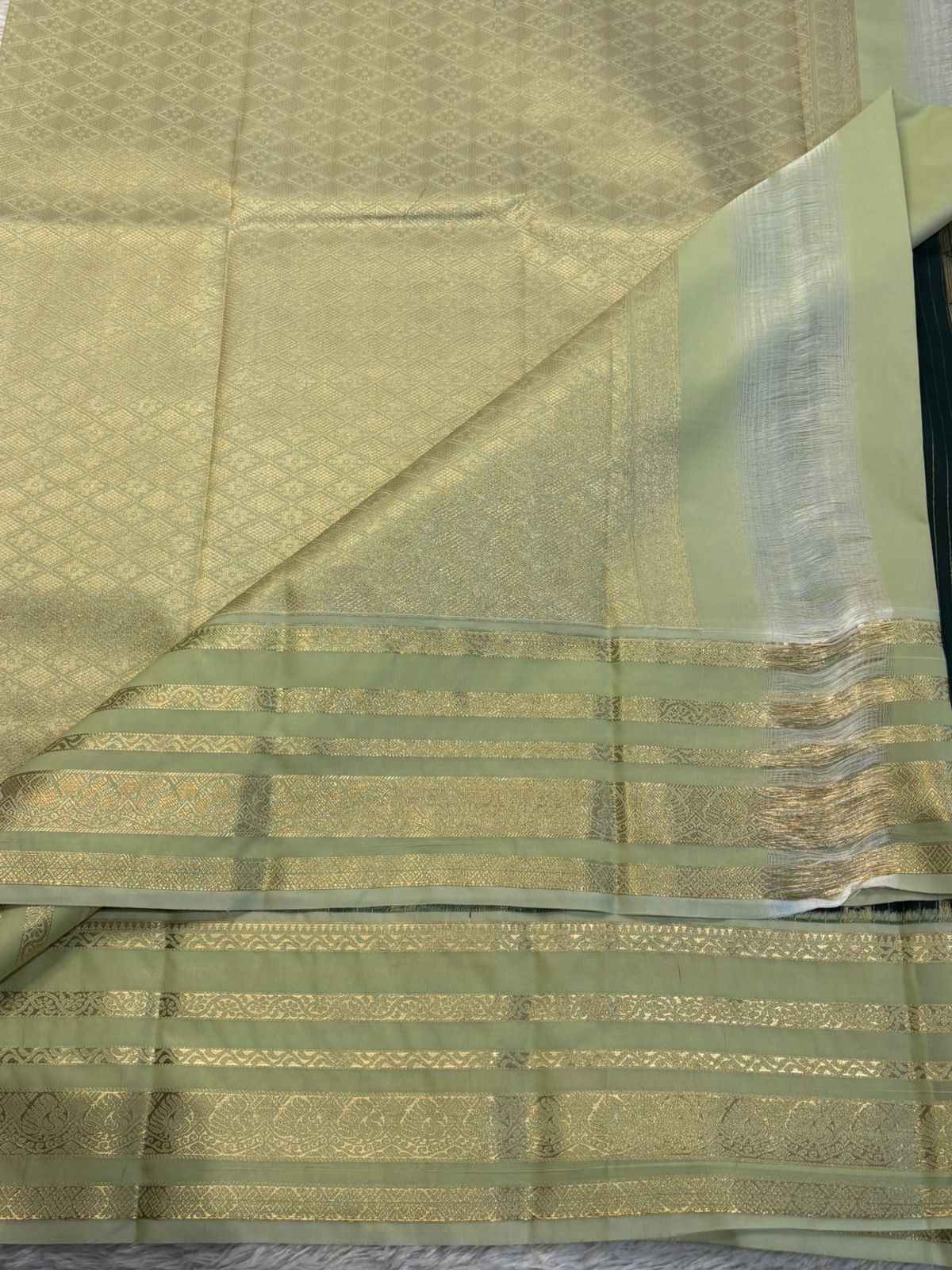 PREMIUM SEMI KANCHI SILK SAREE - SACRAMENTO GREEN