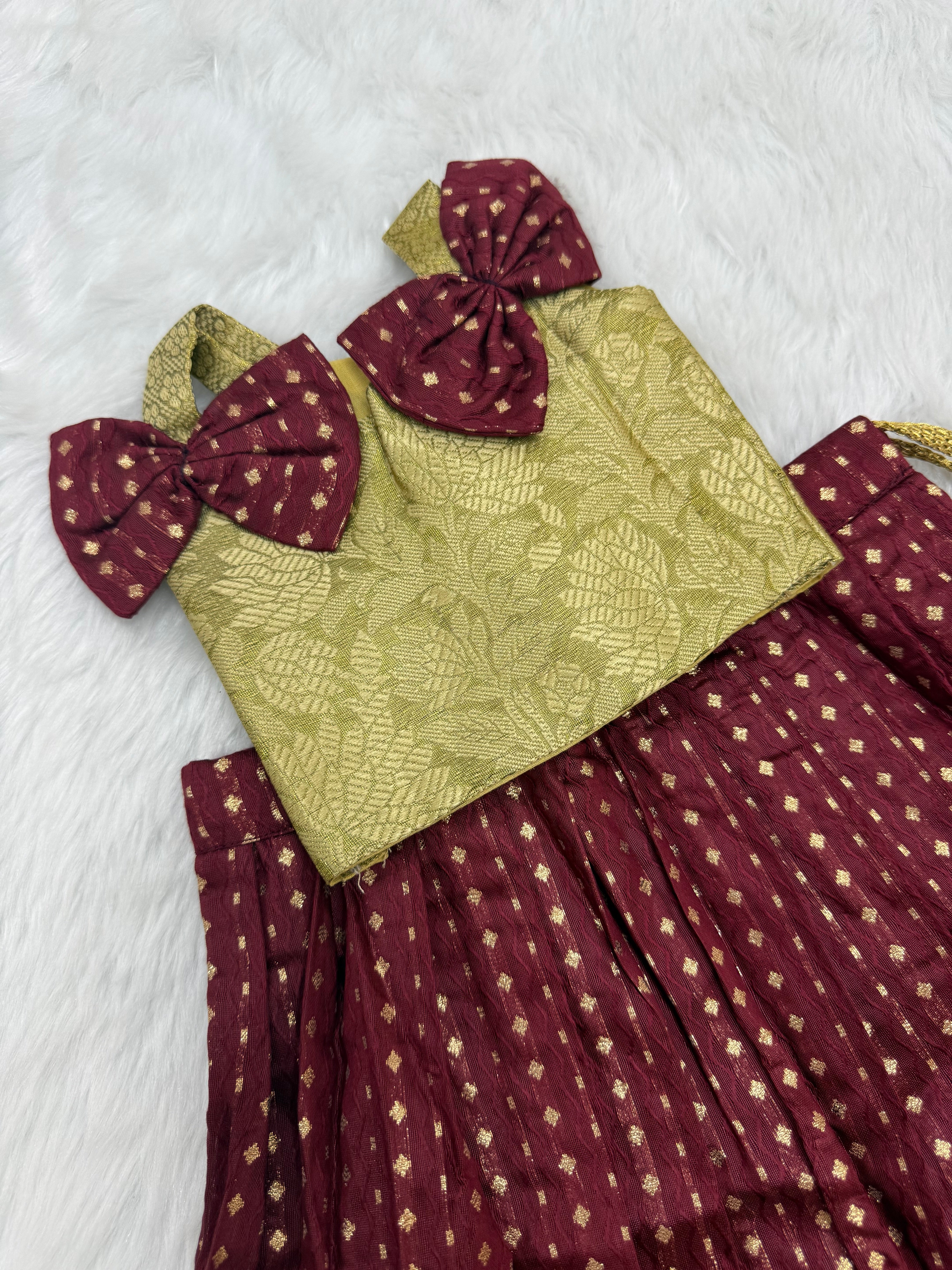 SANDAL MAROON NEW BORN TOP & SKIRT