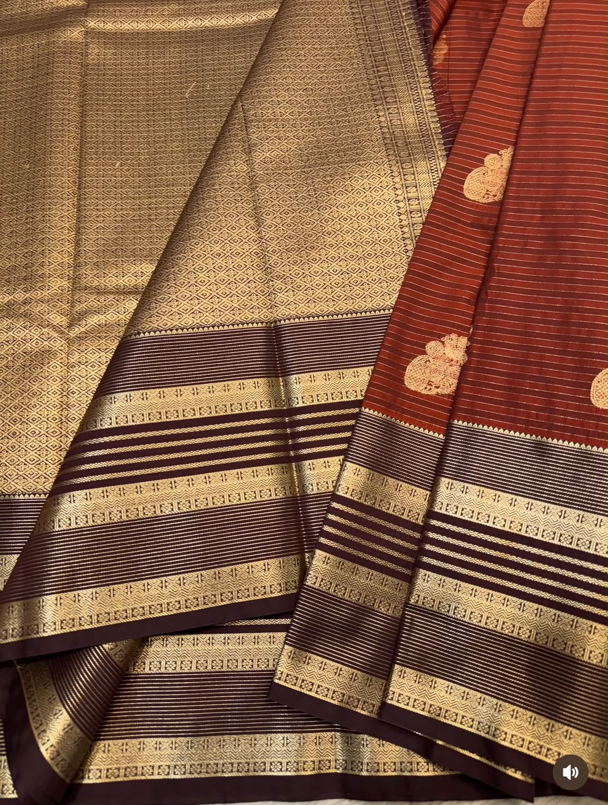 PREMIUM SEMI KANCHI SILK SAREE - RUSTY BROWN