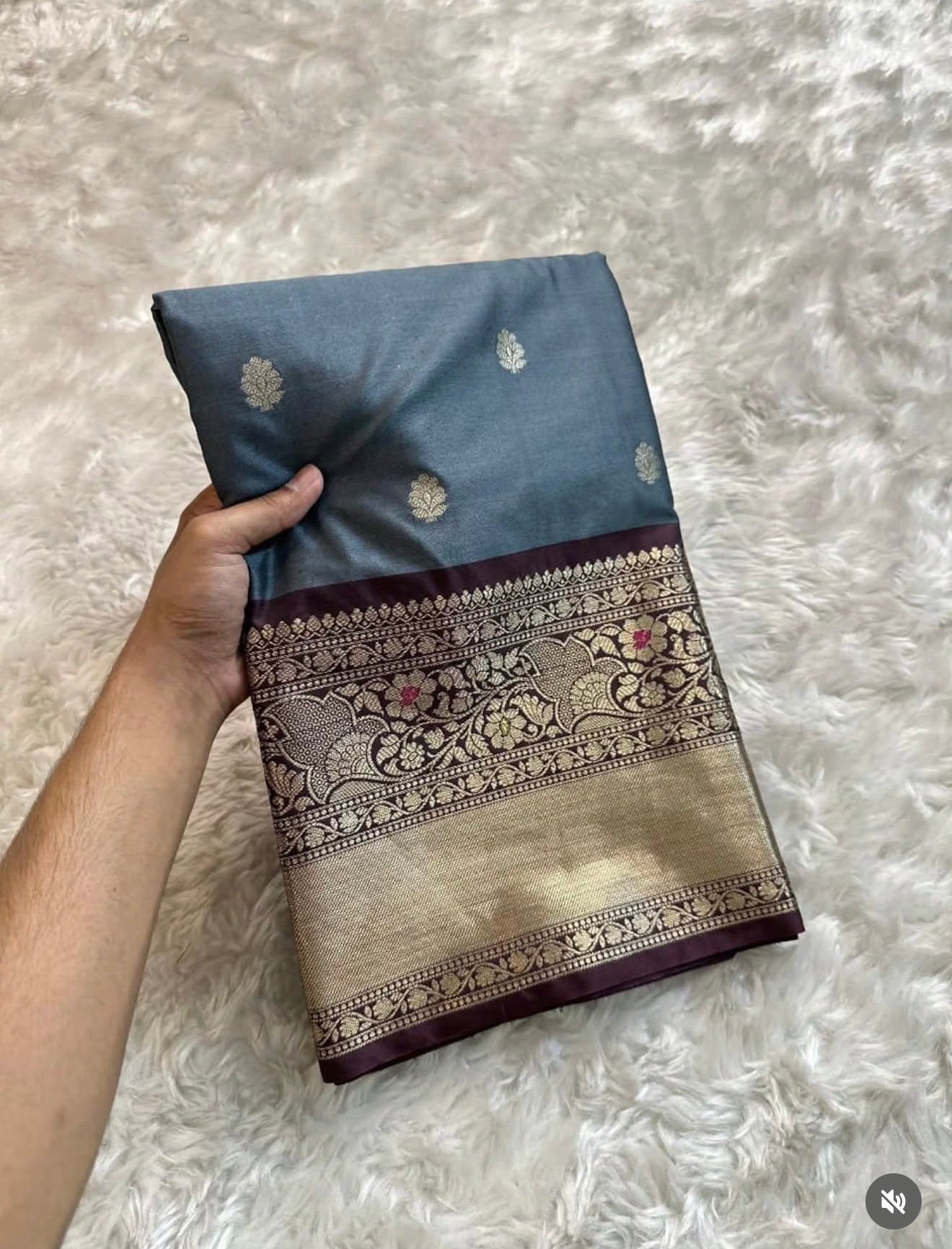 PREMIUM BANARASI KATAAN SILK SAREE - GREY