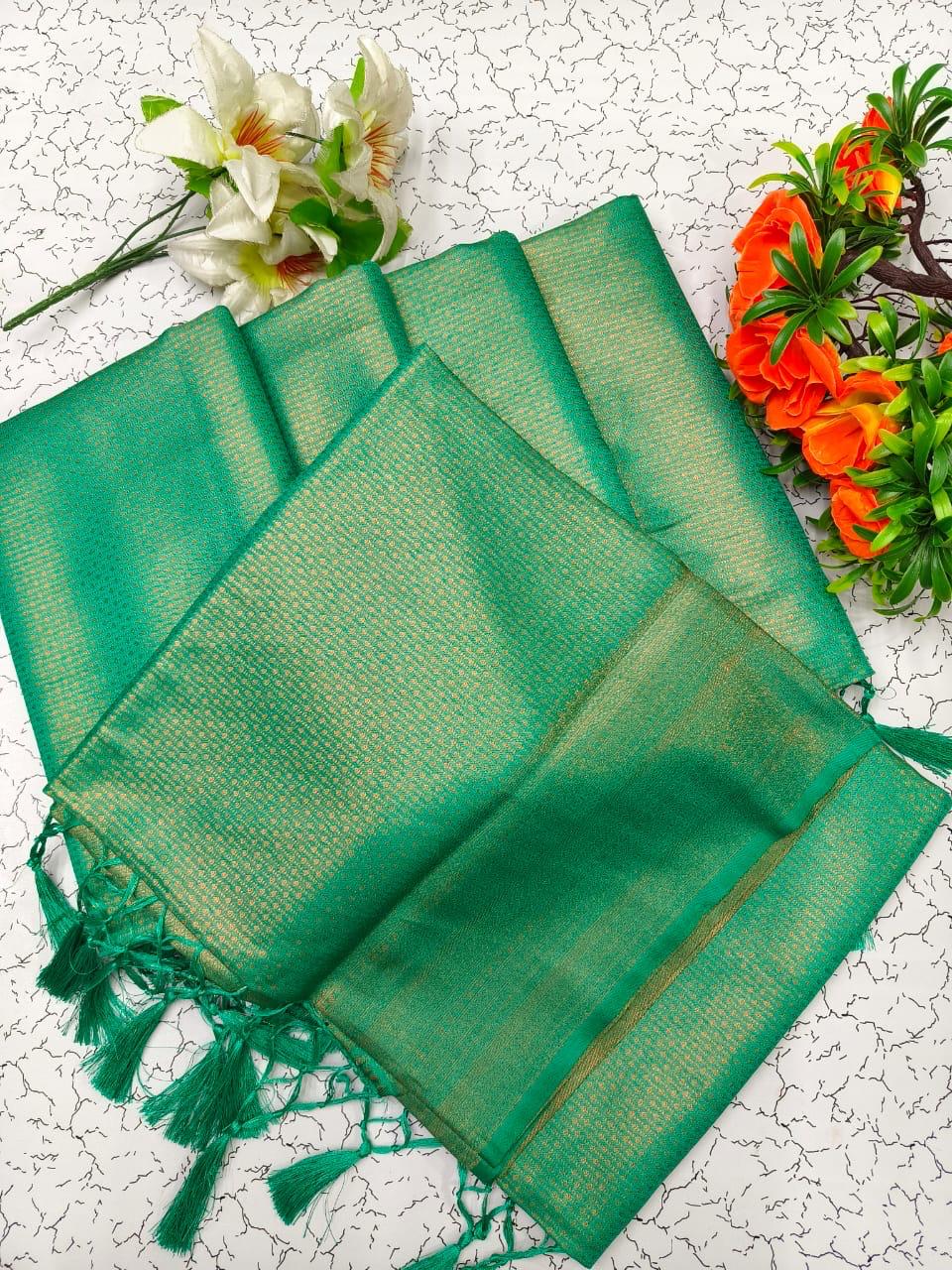 PREMIUM KUBERA PATTU SILK SAREE - TEAL GREEN