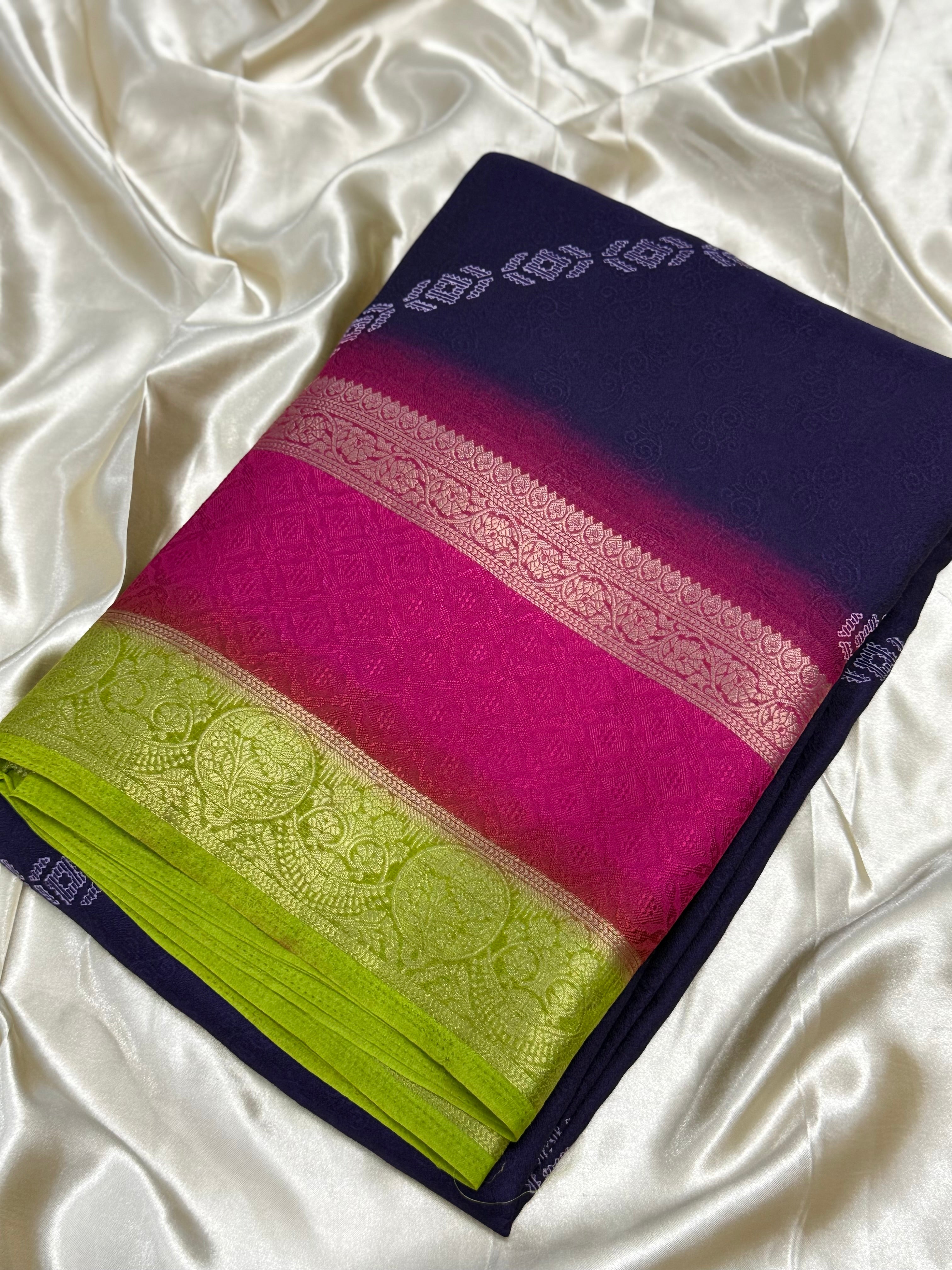 DUPION GEORGETTE SAREE - MIDNIGHT PURPLE