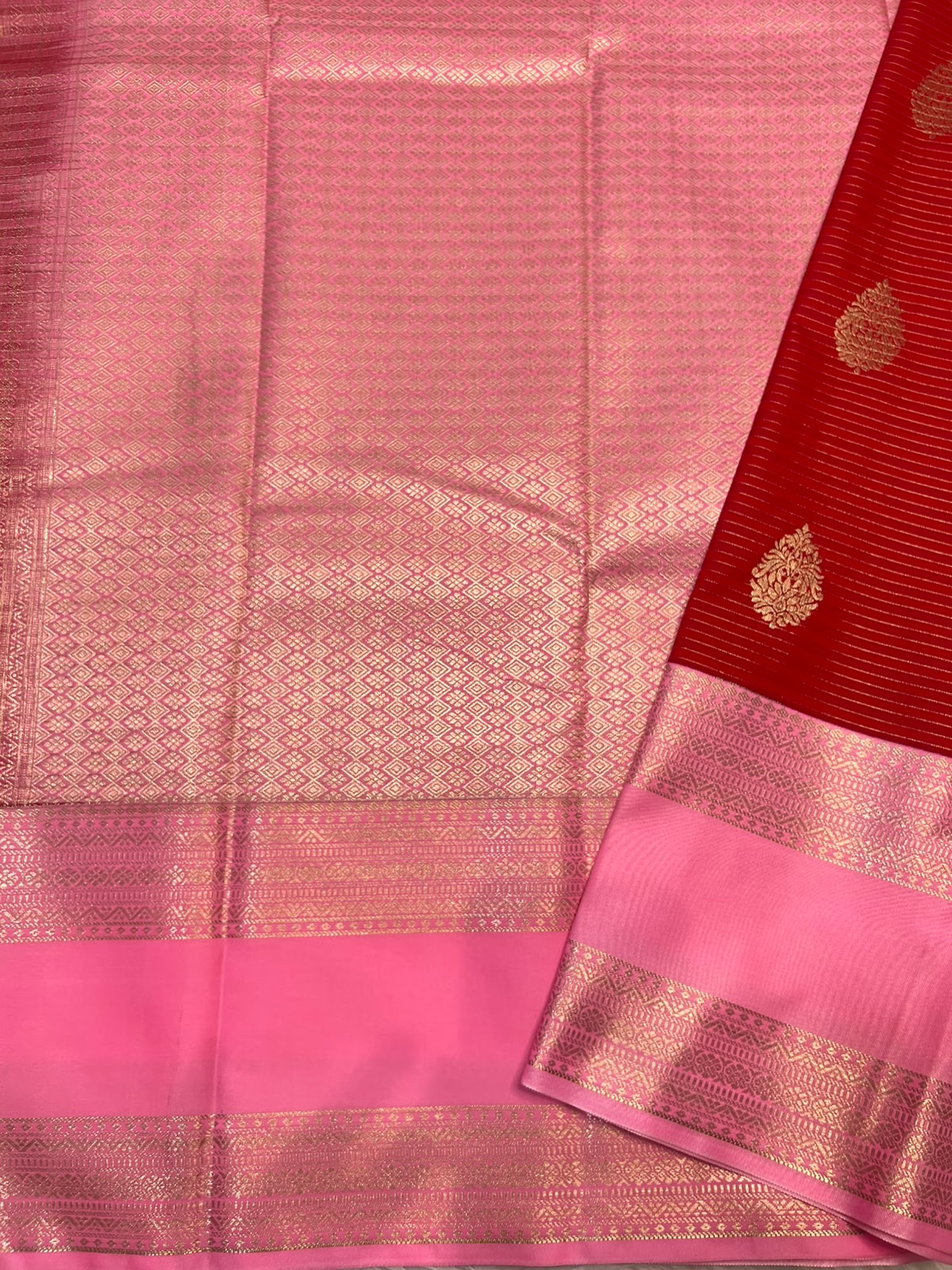 PREMIUM SEMI KANCHI SILK SAREE - RED