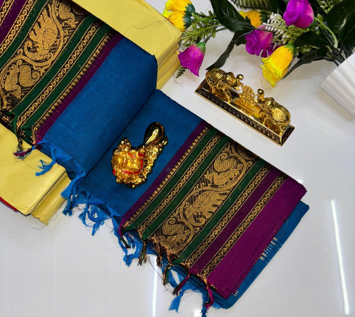 PURE KANCHI COTTON SAREES -BLUE
