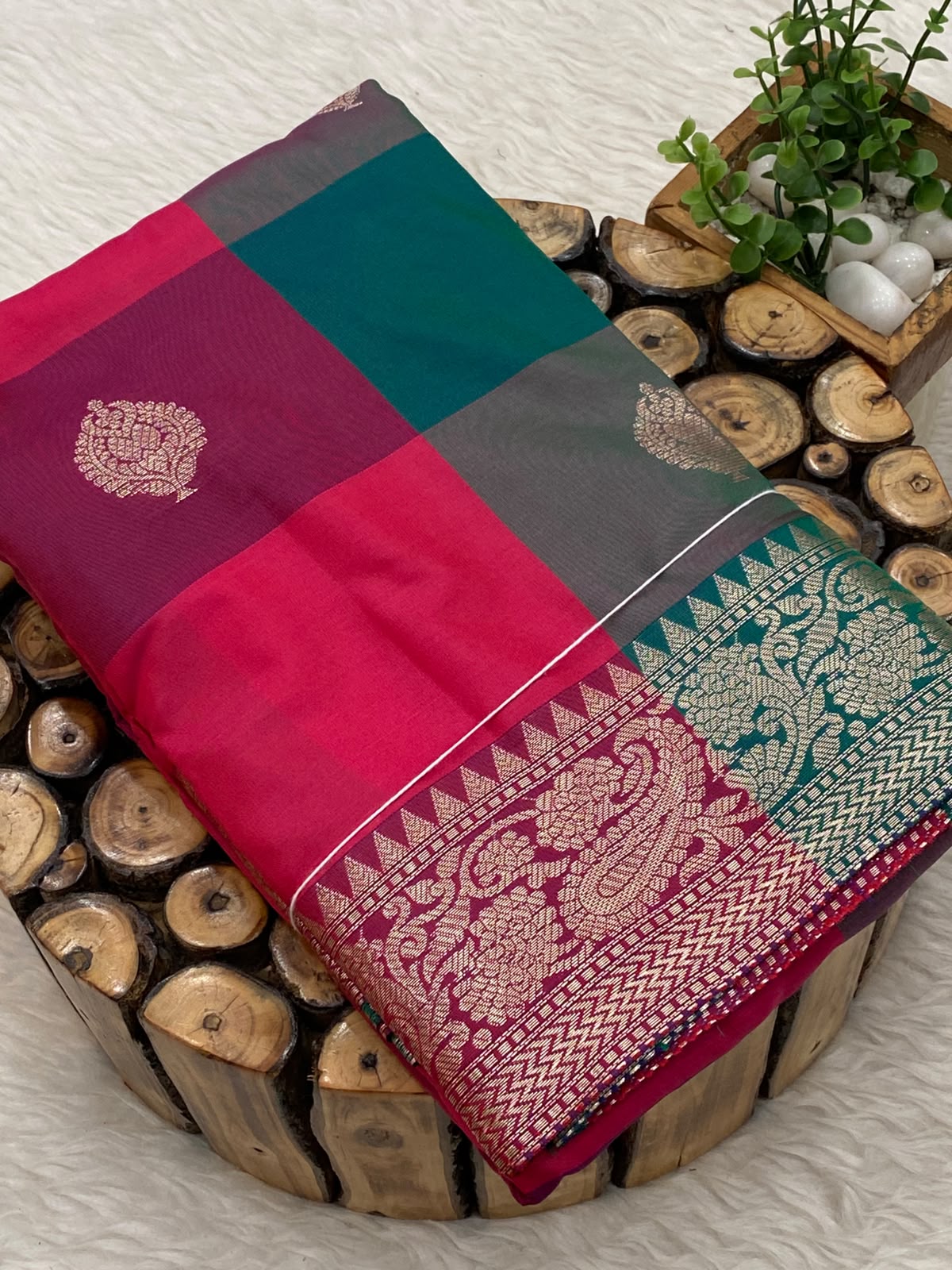 PAALUM PAZHAMUM KATAN BRIDAL SAREE - MULTI