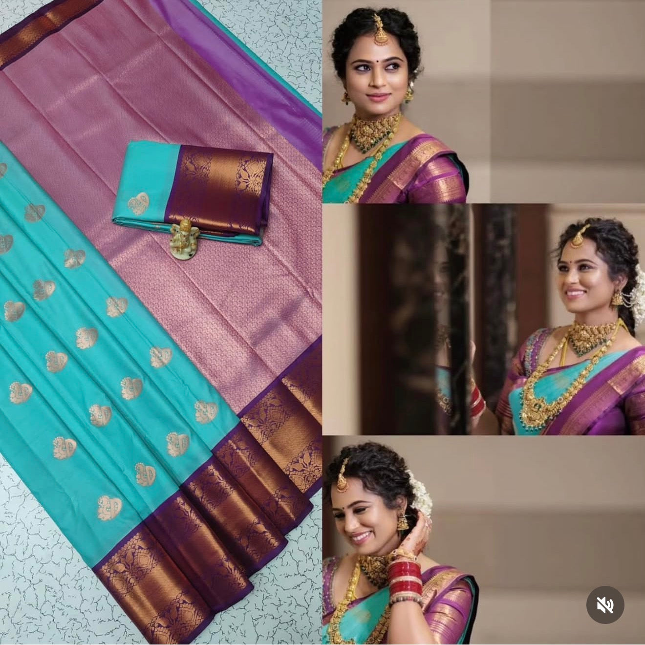 RAMYA PANDIYAN INSPIRED KANCHI SILK SAREE - SEAFOAM