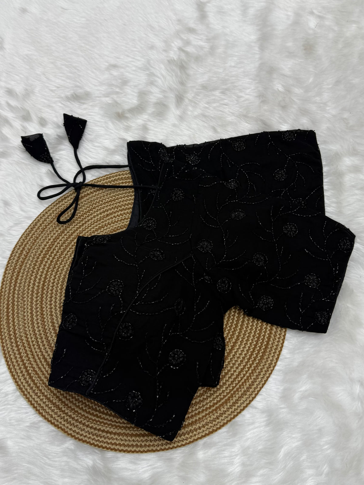 DESIGNER SEQUIN WORK BLOUSE - BLACK