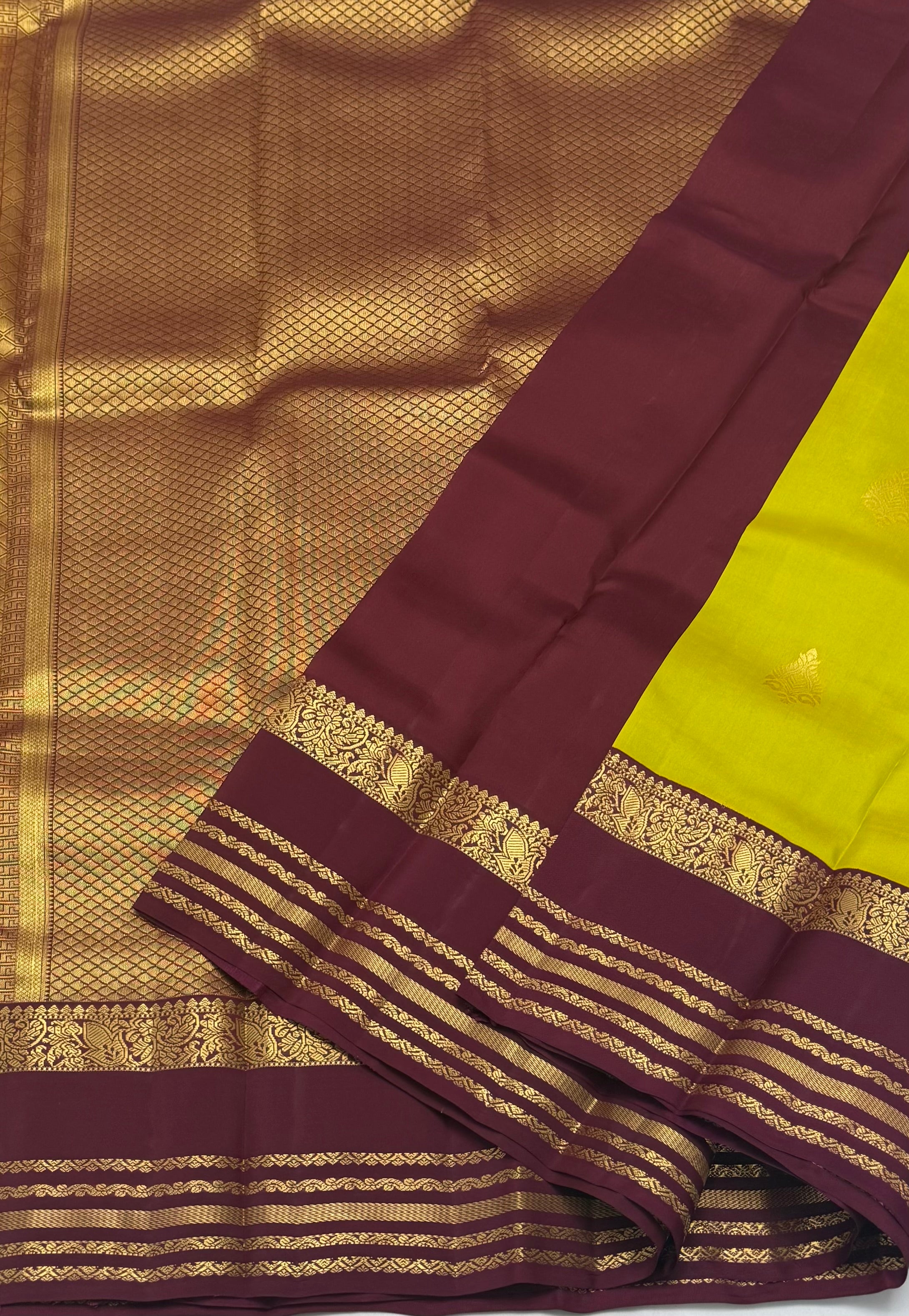 KANCHIPURAM PURE SILK SAREE | SILKMARK® CERTIFIED - YELLOW GREEN