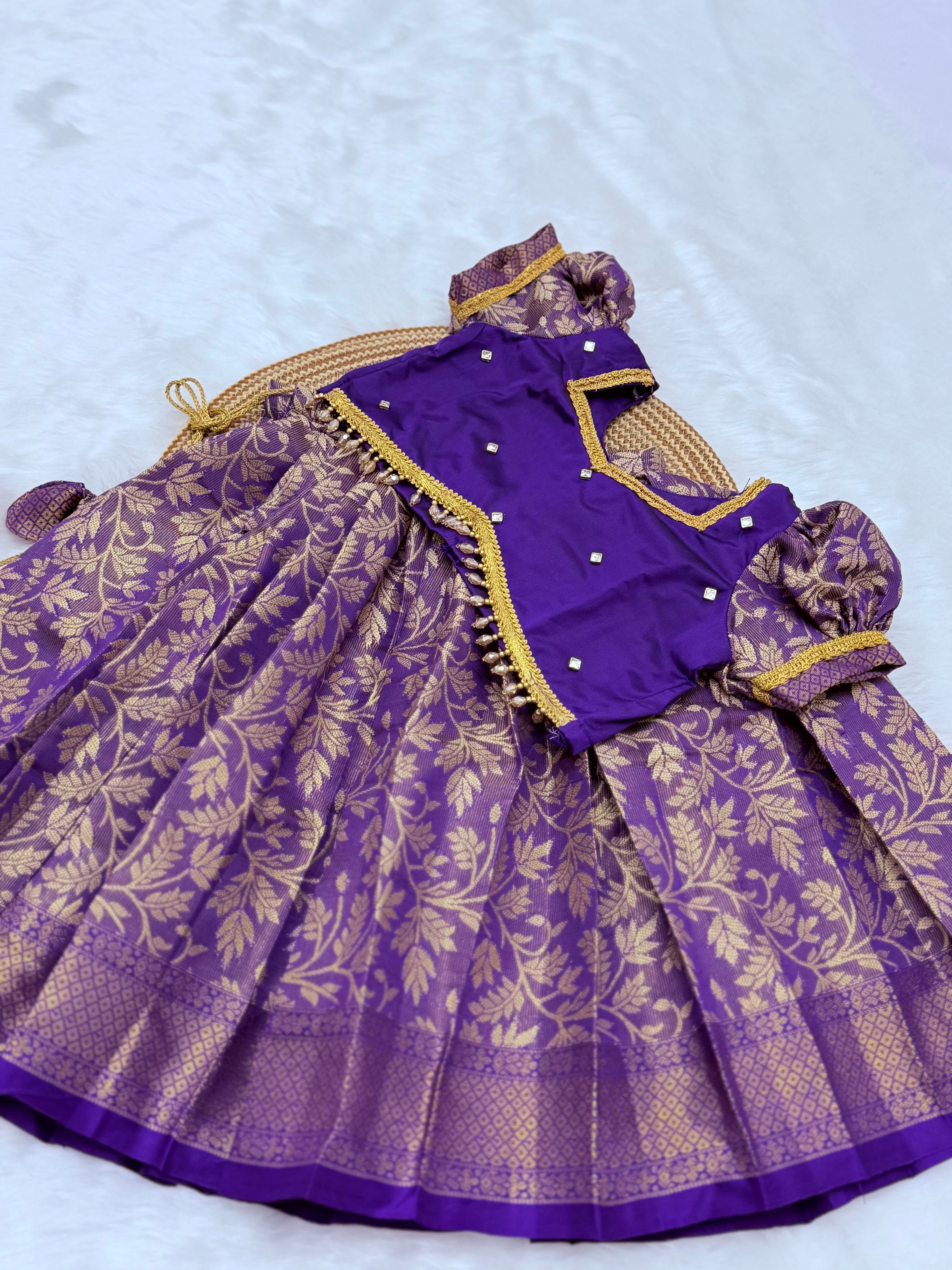 GIRL'S PATTU PAVADAI/READYMADE LEHENGA CHOLI SET