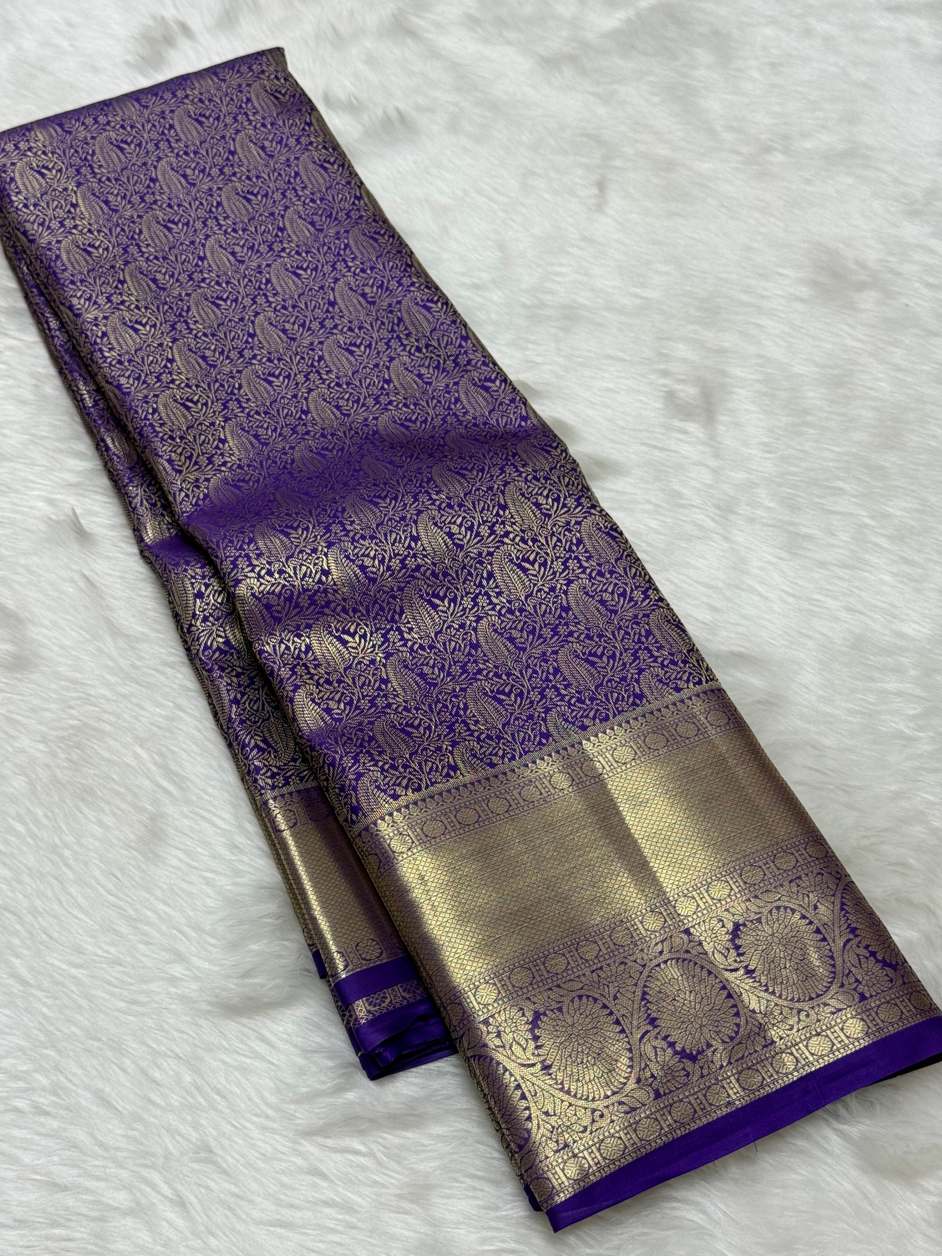 PREMIUM KANCHI BROCADE SILK SAREE - PURPLE