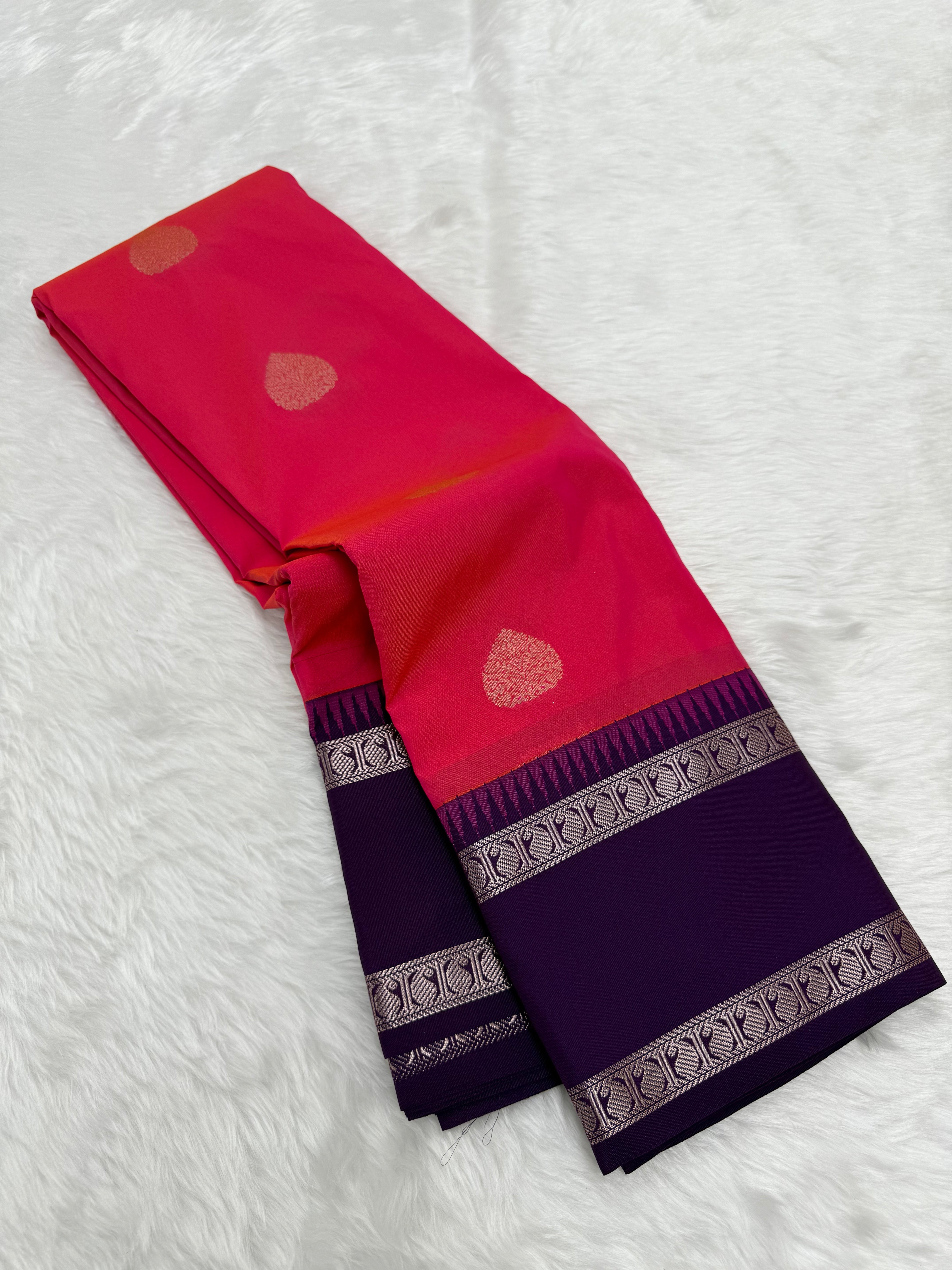 PREMIUM SEMI KANCHI SILK SAREE - FRENCH ROSE