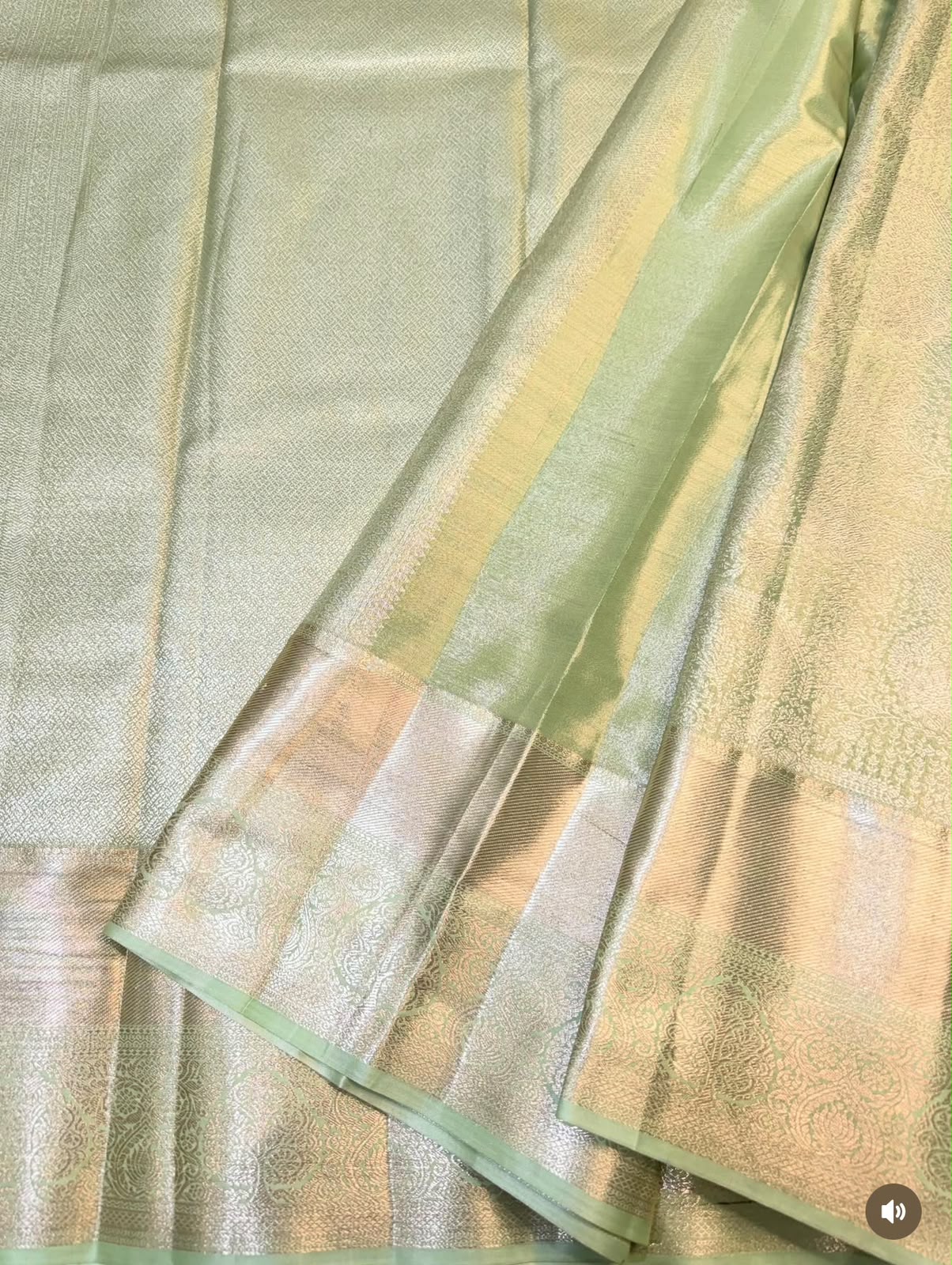 PREMIUM SEMI KANCHI TISSUE SILK SAREE - PASTEL GREEN