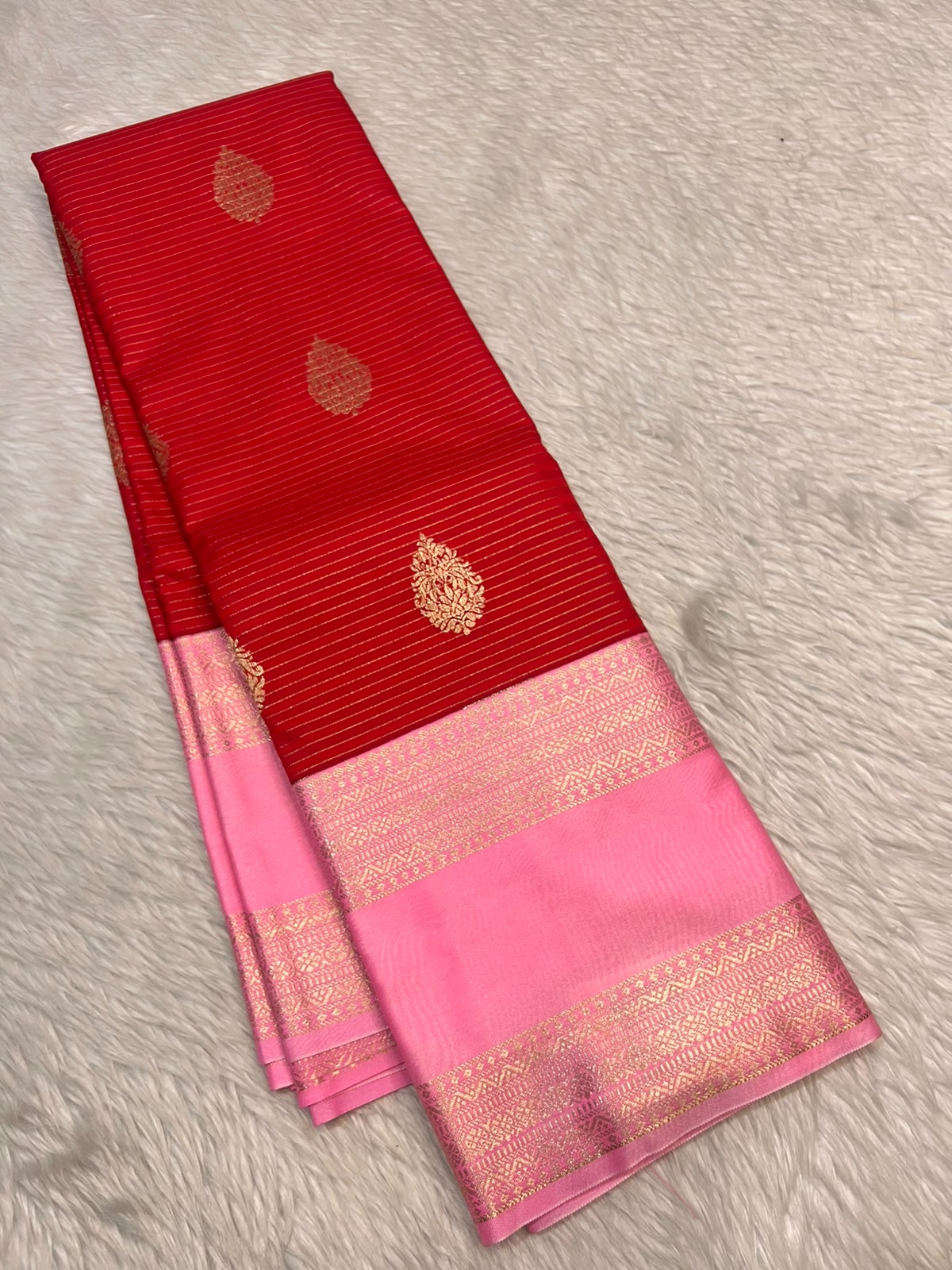 PREMIUM SEMI KANCHI SILK SAREE - RED