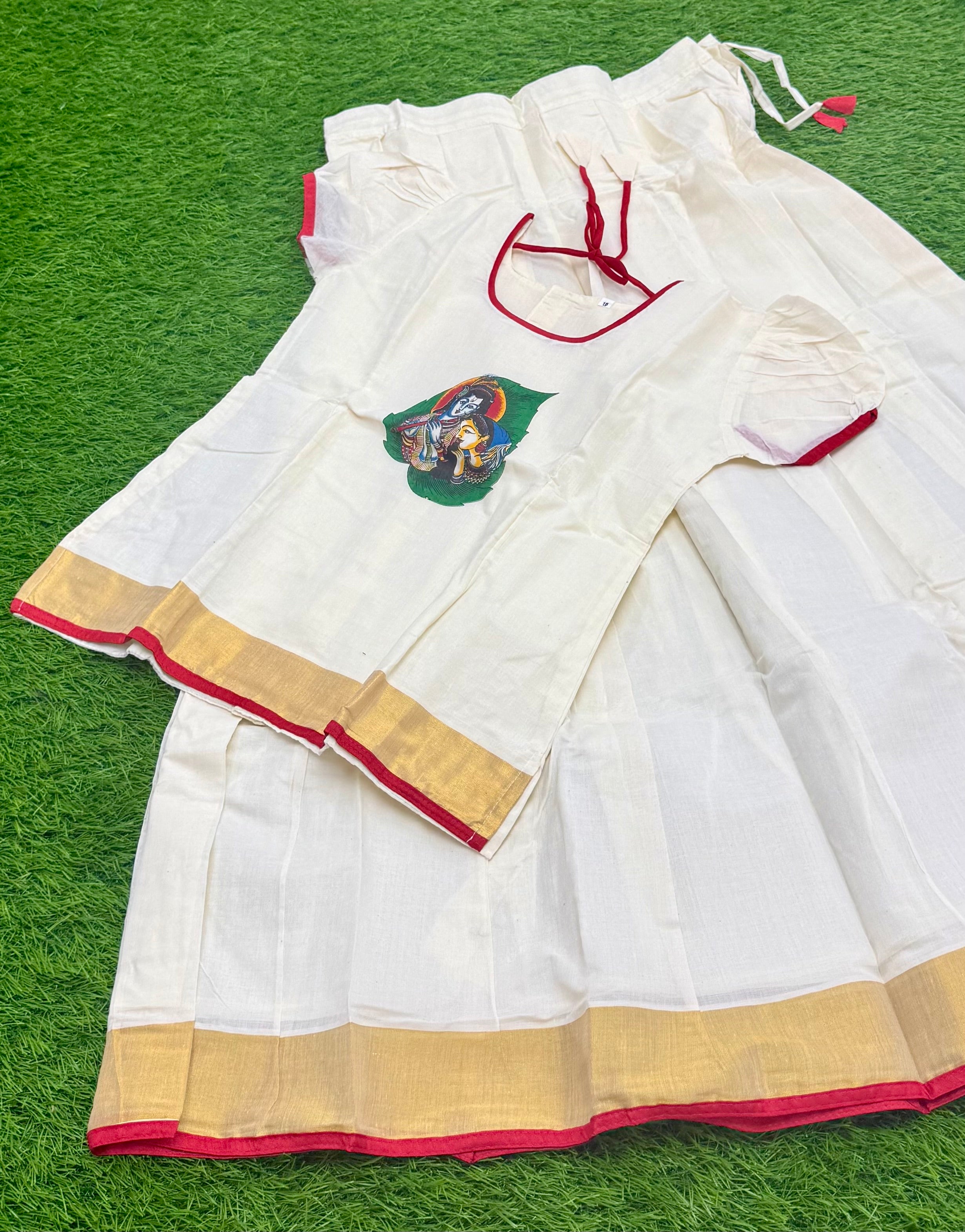 GIRLS TRADITIONAL PRINTED TOP & SKIRT