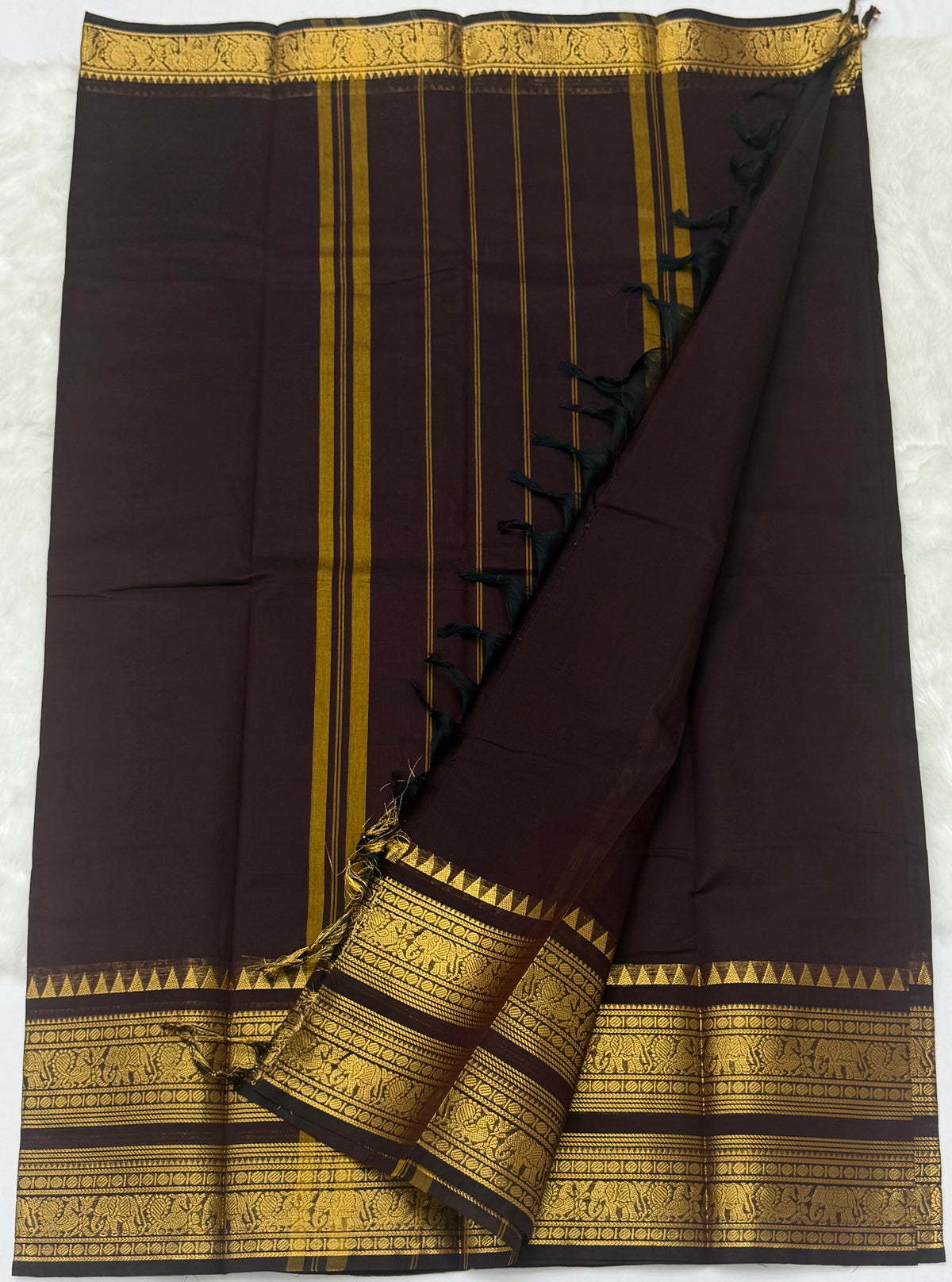 TRENDING PURE KANCHI COTTON SAREES - BROWN