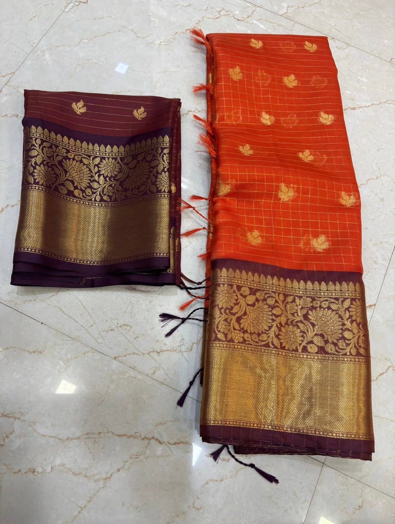 TRENDING BANARASI SILK SAREE - RUST ORANGE