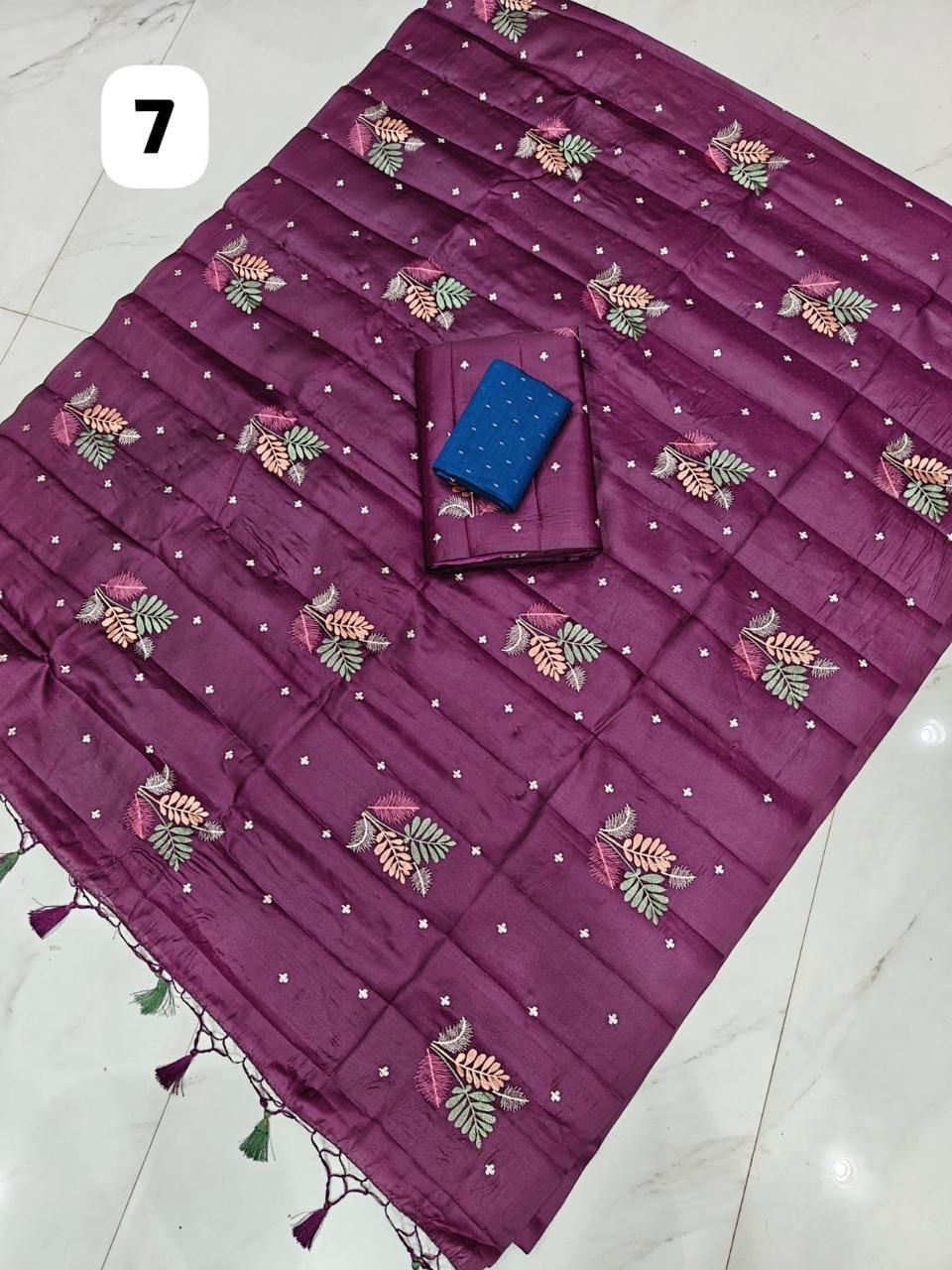 PREMIUM BUTTER SILK SAREE - EGGPLANT